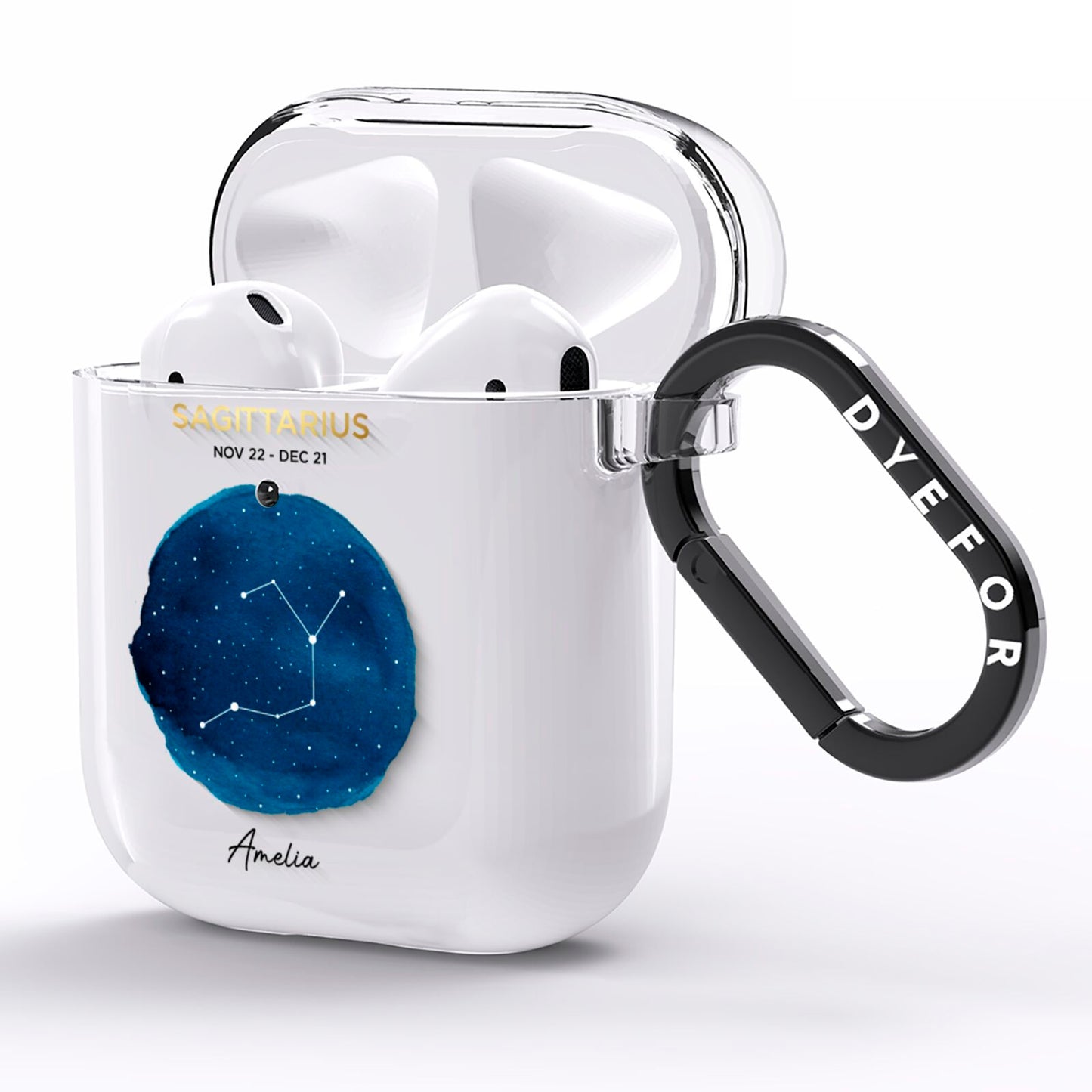 Personalised Star Sign AirPods Clear Case Side Image