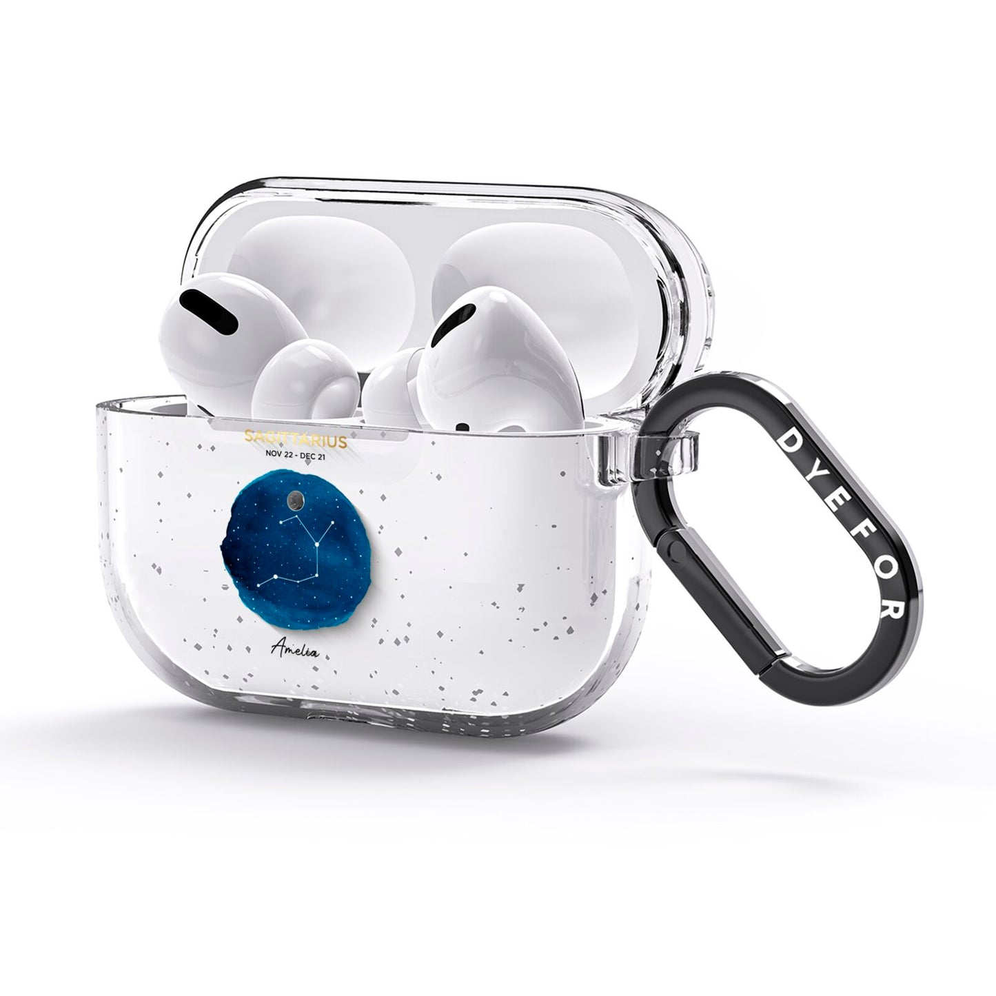 Personalised Star Sign AirPods Glitter Case 3rd Gen Side Image