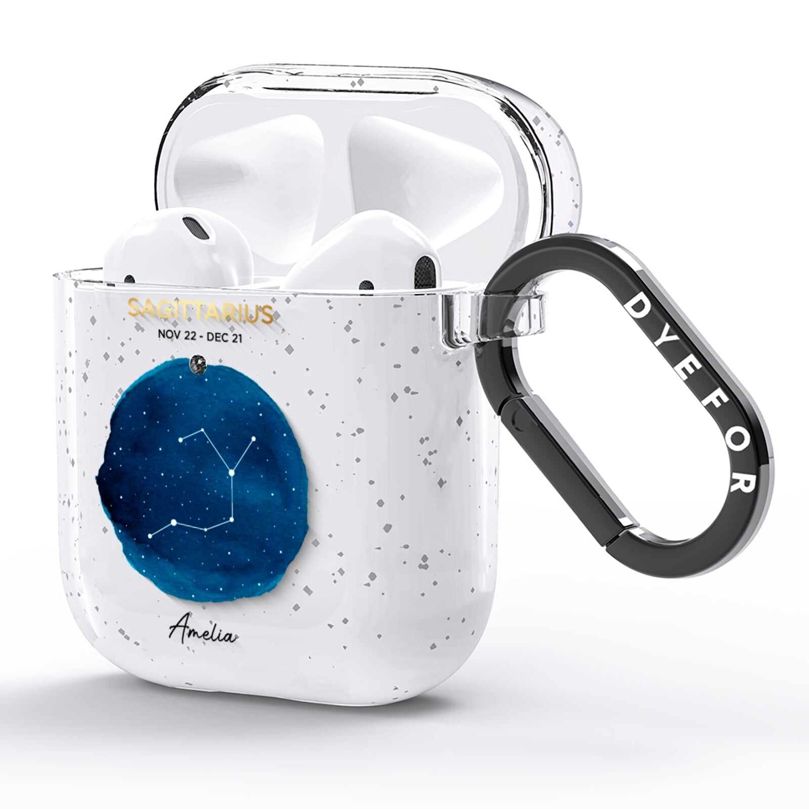 Personalised Star Sign AirPods Glitter Case Side Image