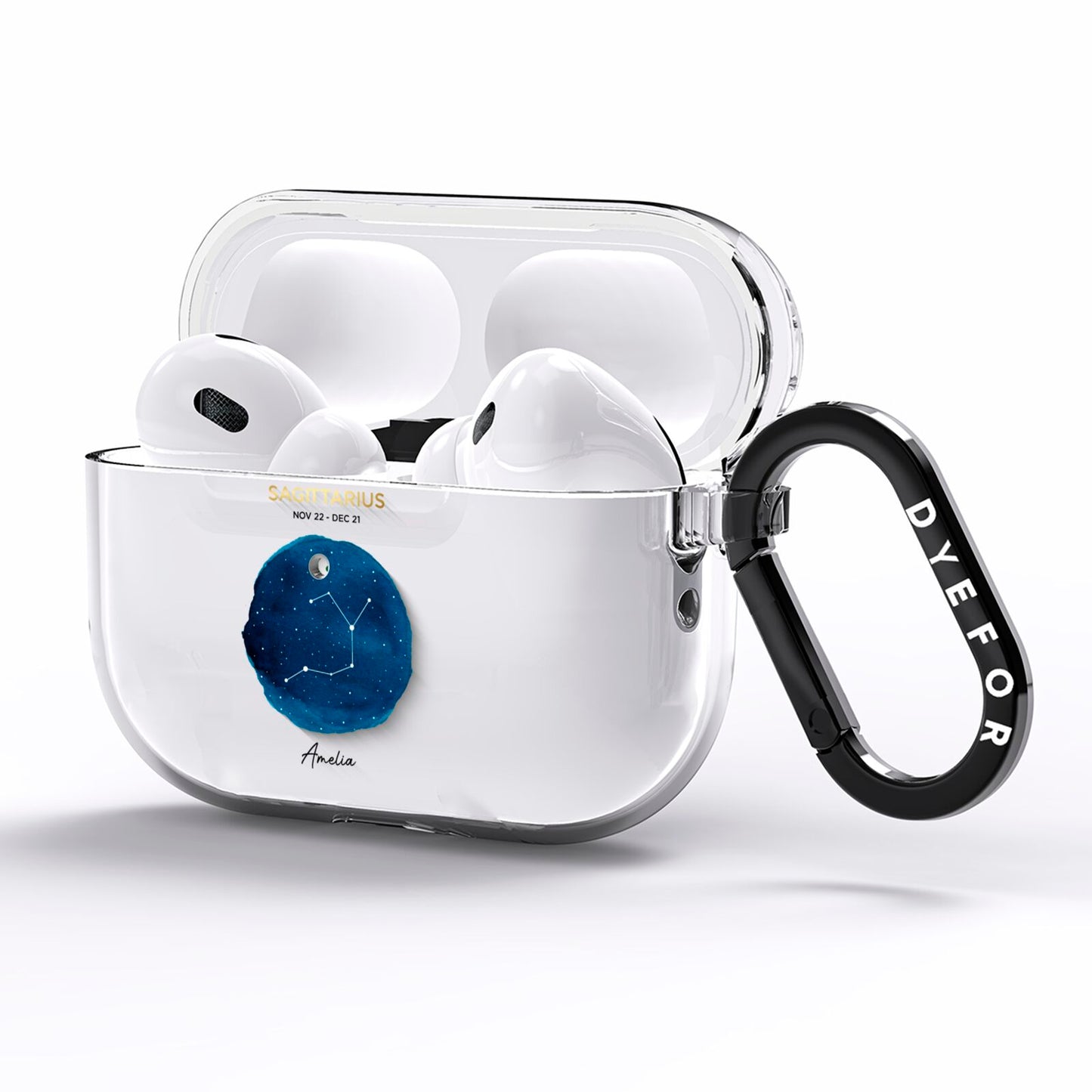 Personalised Star Sign AirPods Pro Clear Case Side Image