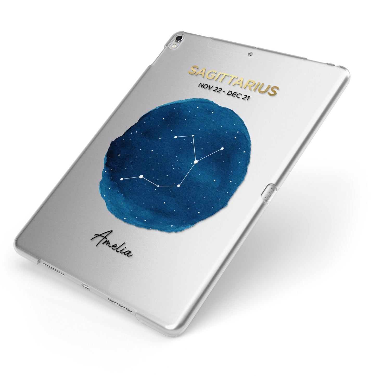 Personalised Star Sign Apple iPad Case on Silver iPad Side View