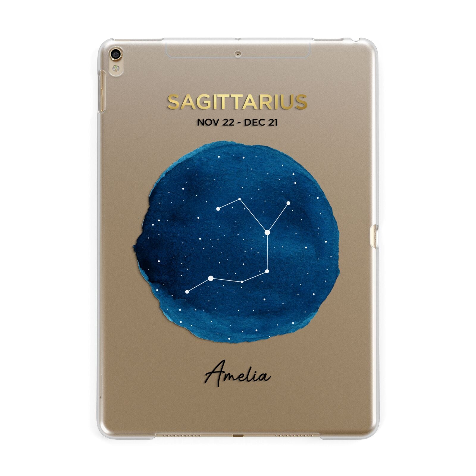 Personalised Star Sign Apple iPad Gold Case