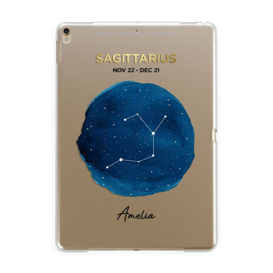 Personalised Star Sign Apple iPad Gold Case