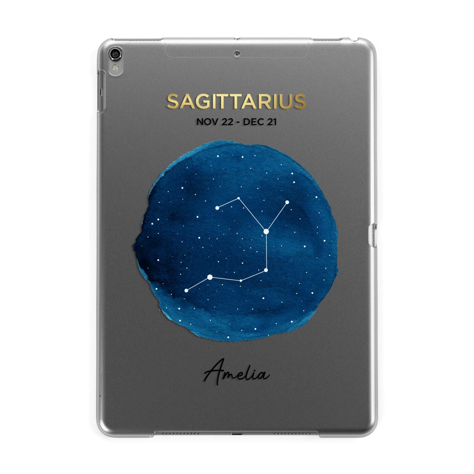 Personalised Star Sign Apple iPad Grey Case