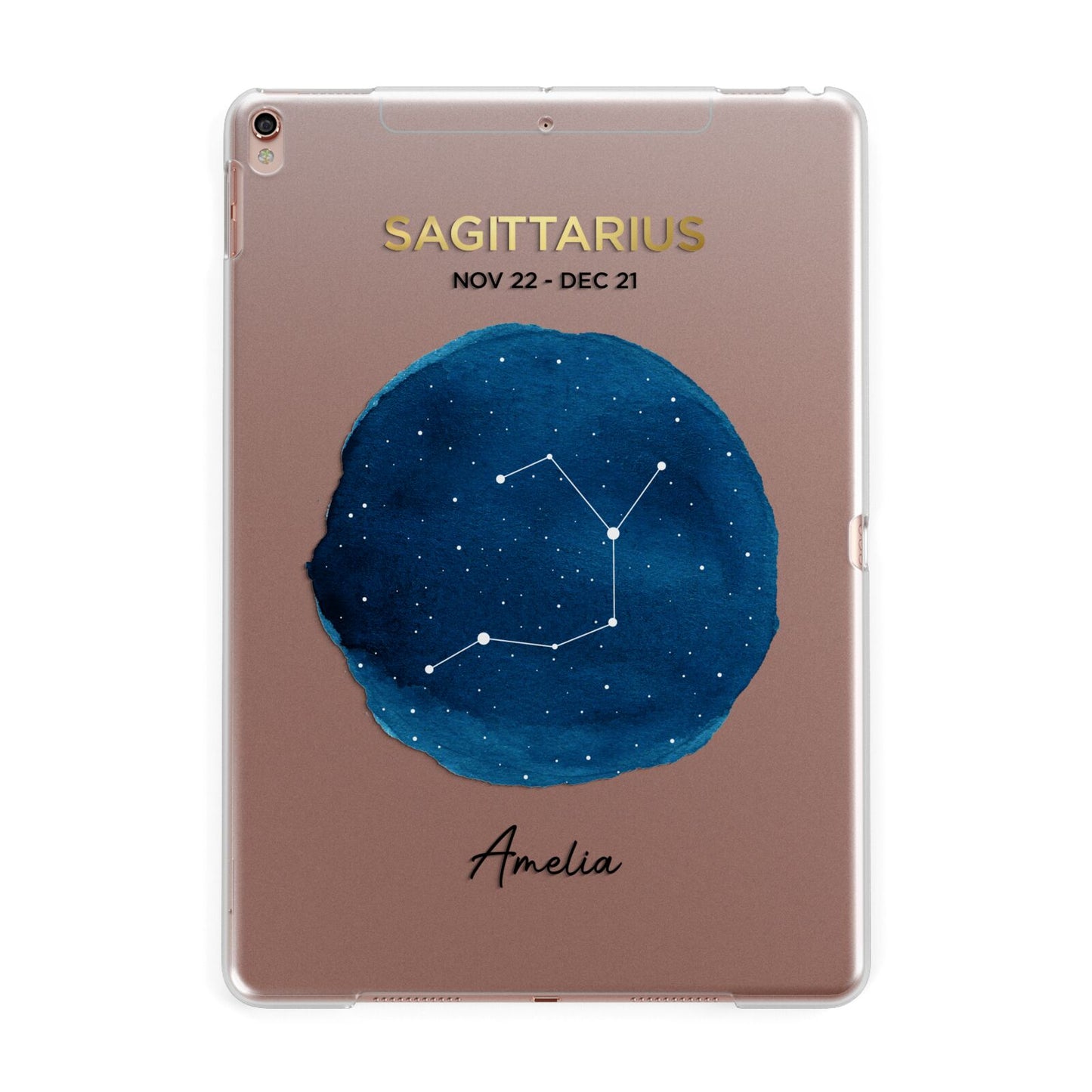 Personalised Star Sign Apple iPad Rose Gold Case