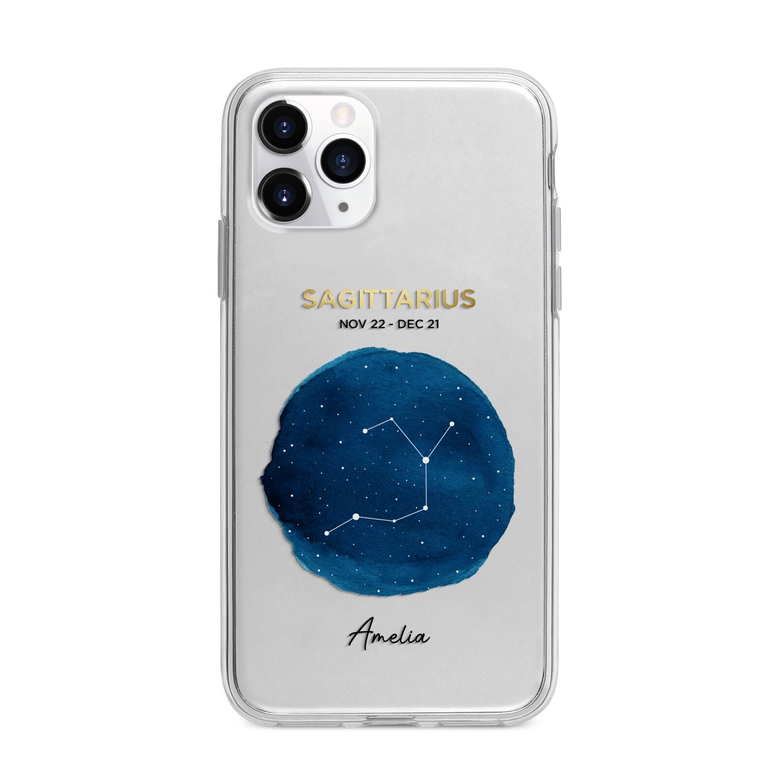 Personalised Star Sign Apple iPhone 11 Pro in Silver with Bumper Case