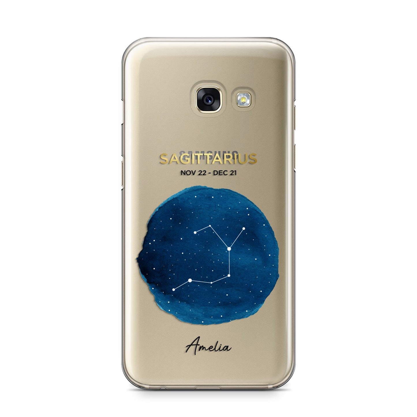 Personalised Star Sign Samsung Galaxy A3 2017 Case on gold phone