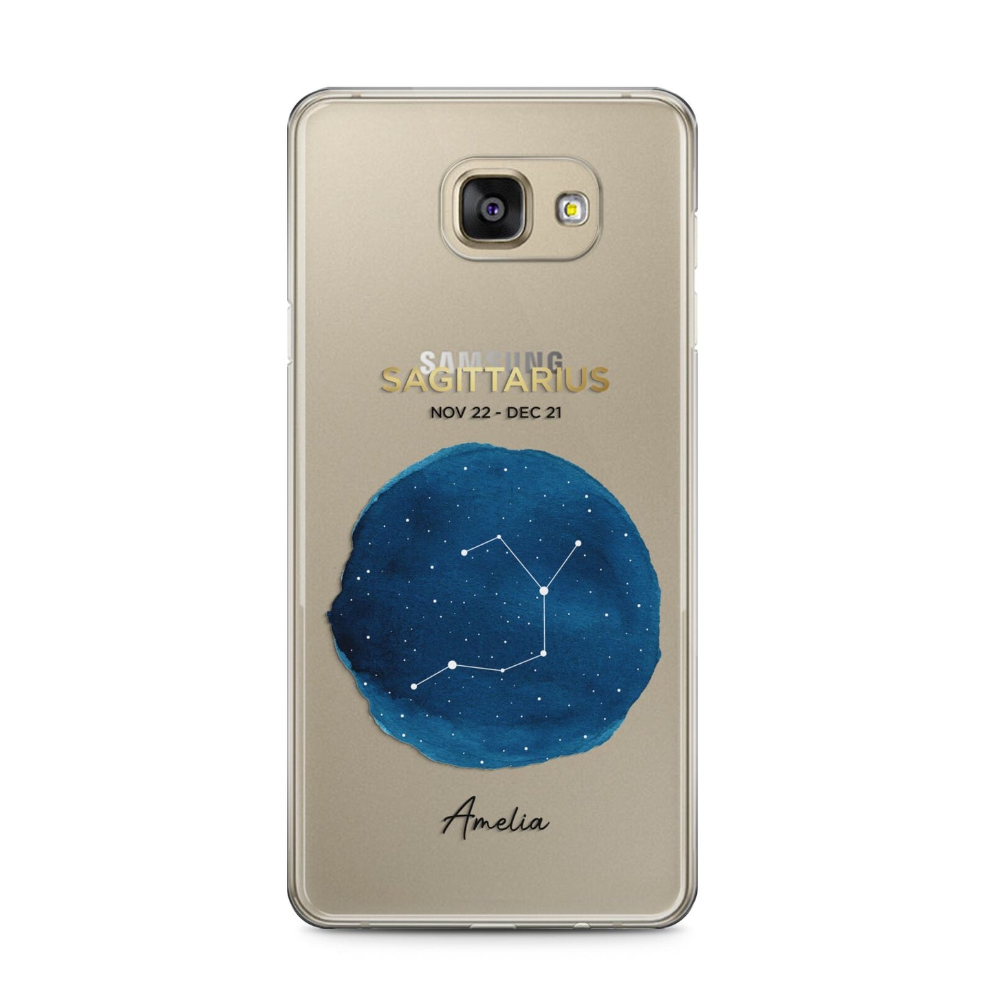 Personalised Star Sign Samsung Galaxy A5 2016 Case on gold phone