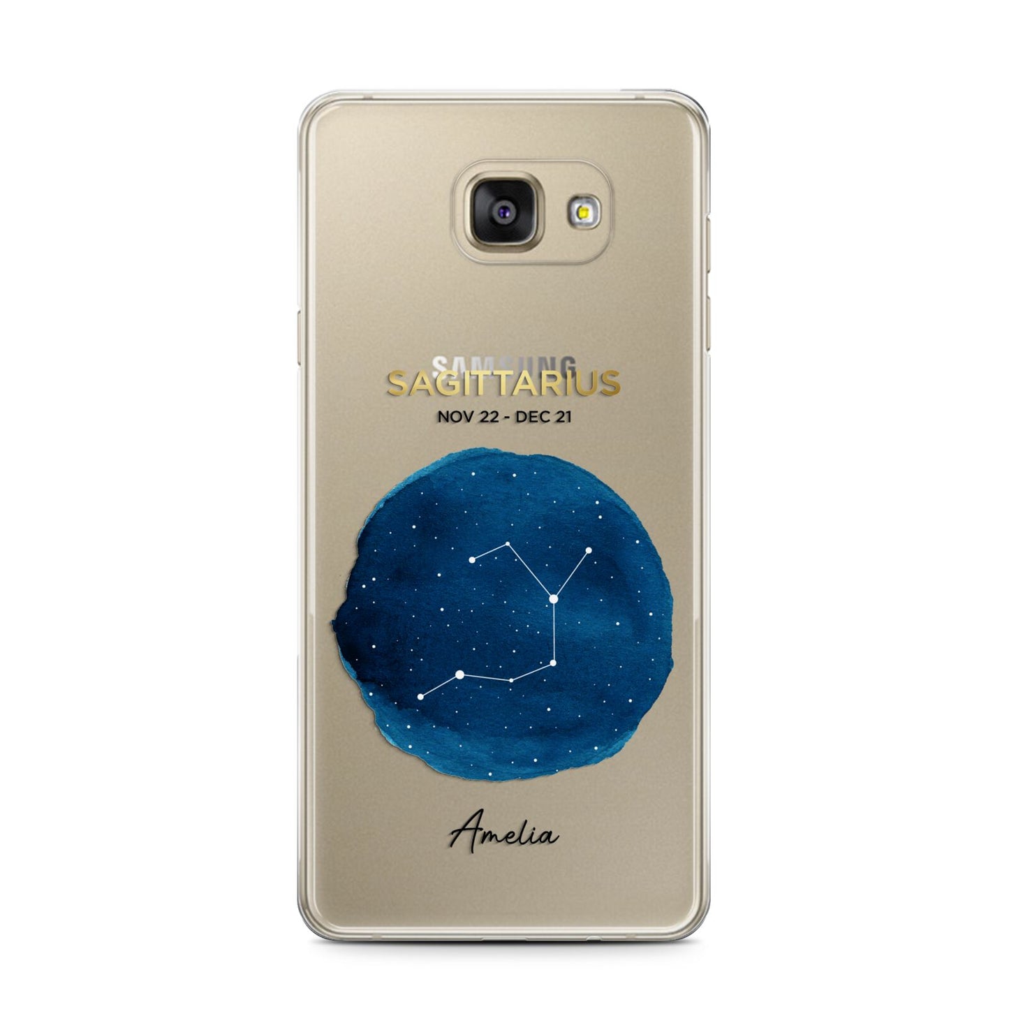 Personalised Star Sign Samsung Galaxy A7 2016 Case on gold phone