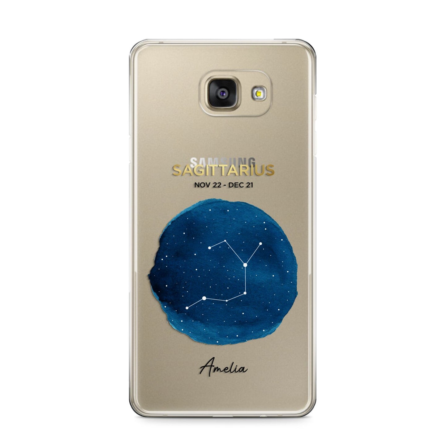 Personalised Star Sign Samsung Galaxy A9 2016 Case on gold phone