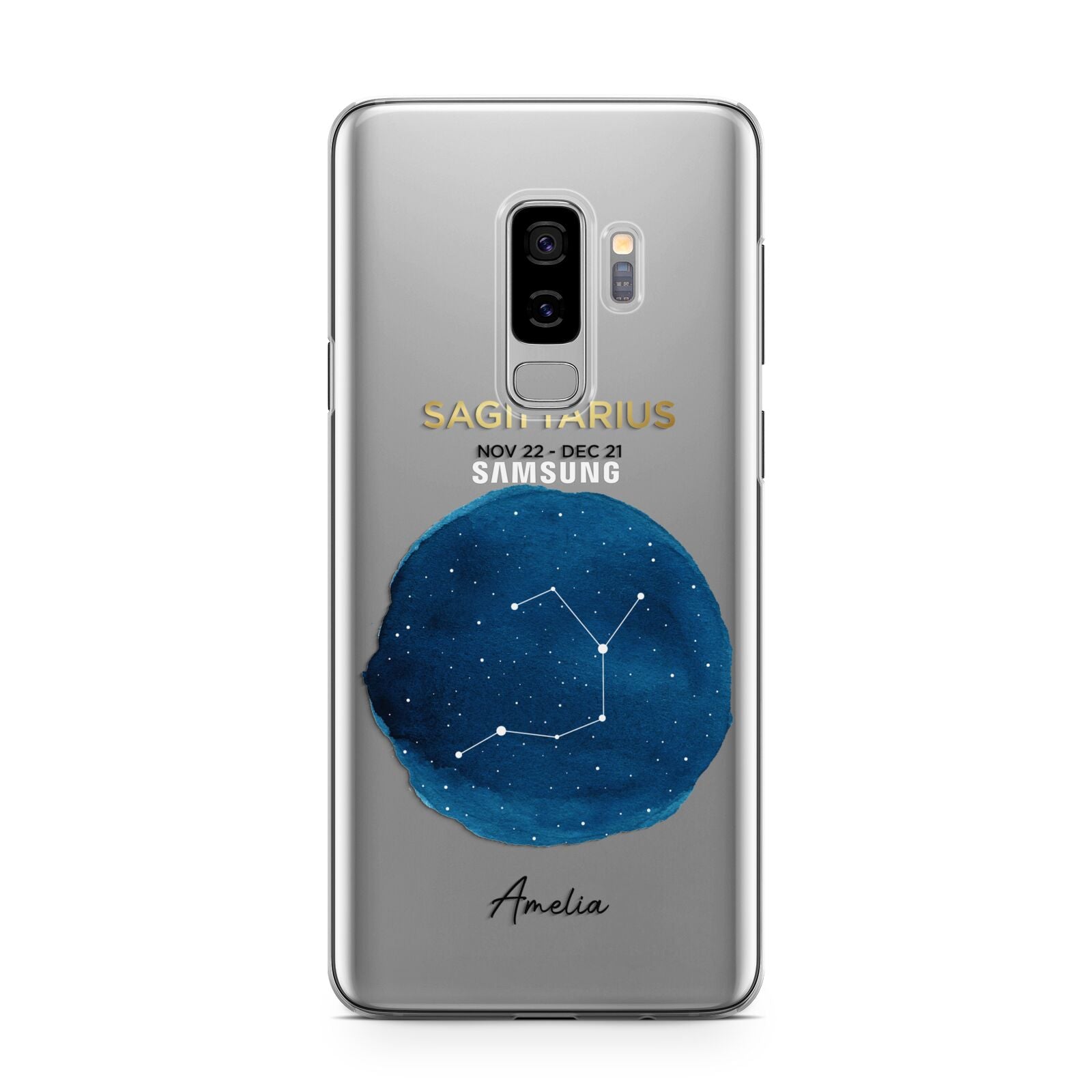 Personalised Star Sign Samsung Galaxy S9 Plus Case on Silver phone