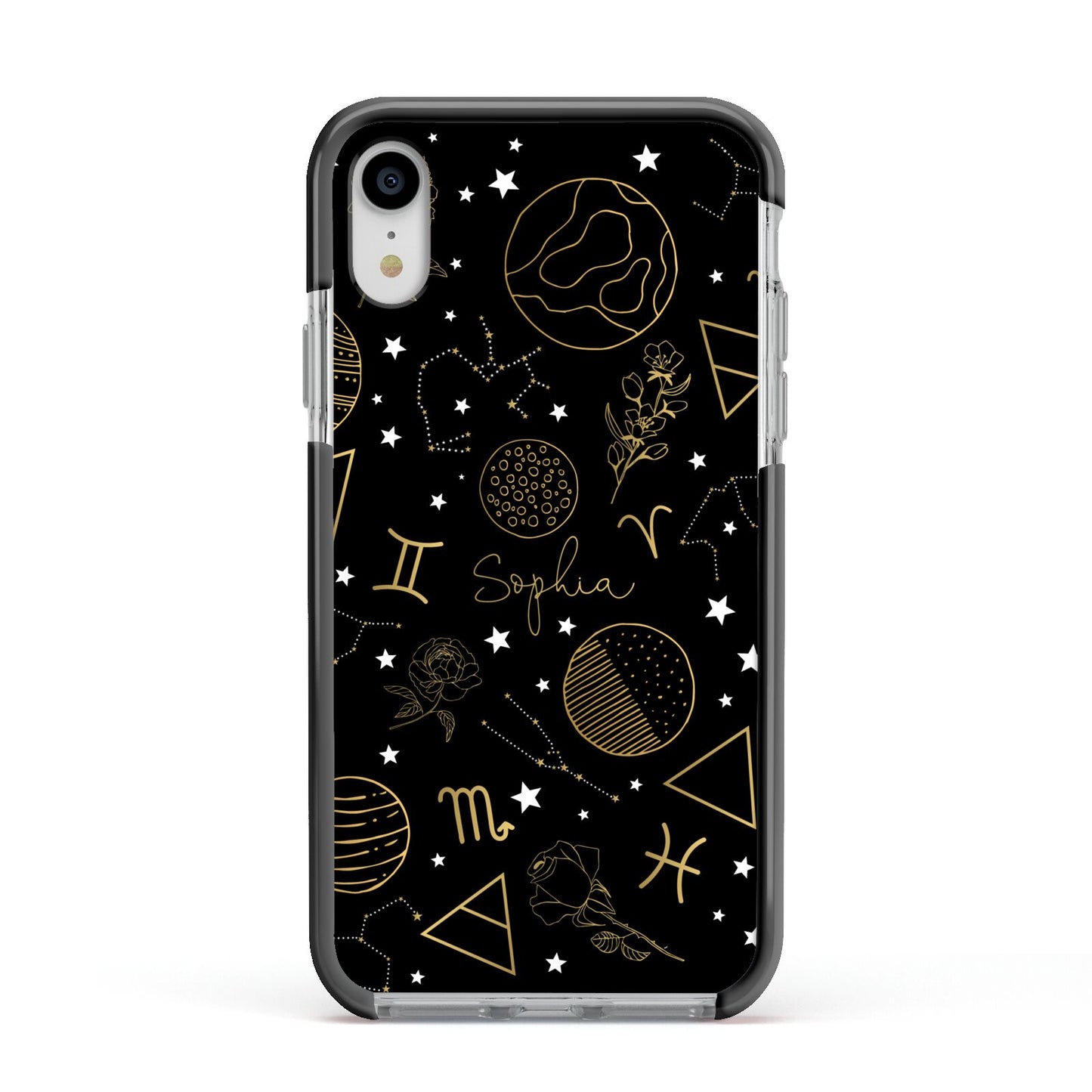 Personalised Stargazer Apple iPhone XR Impact Case Black Edge on Silver Phone