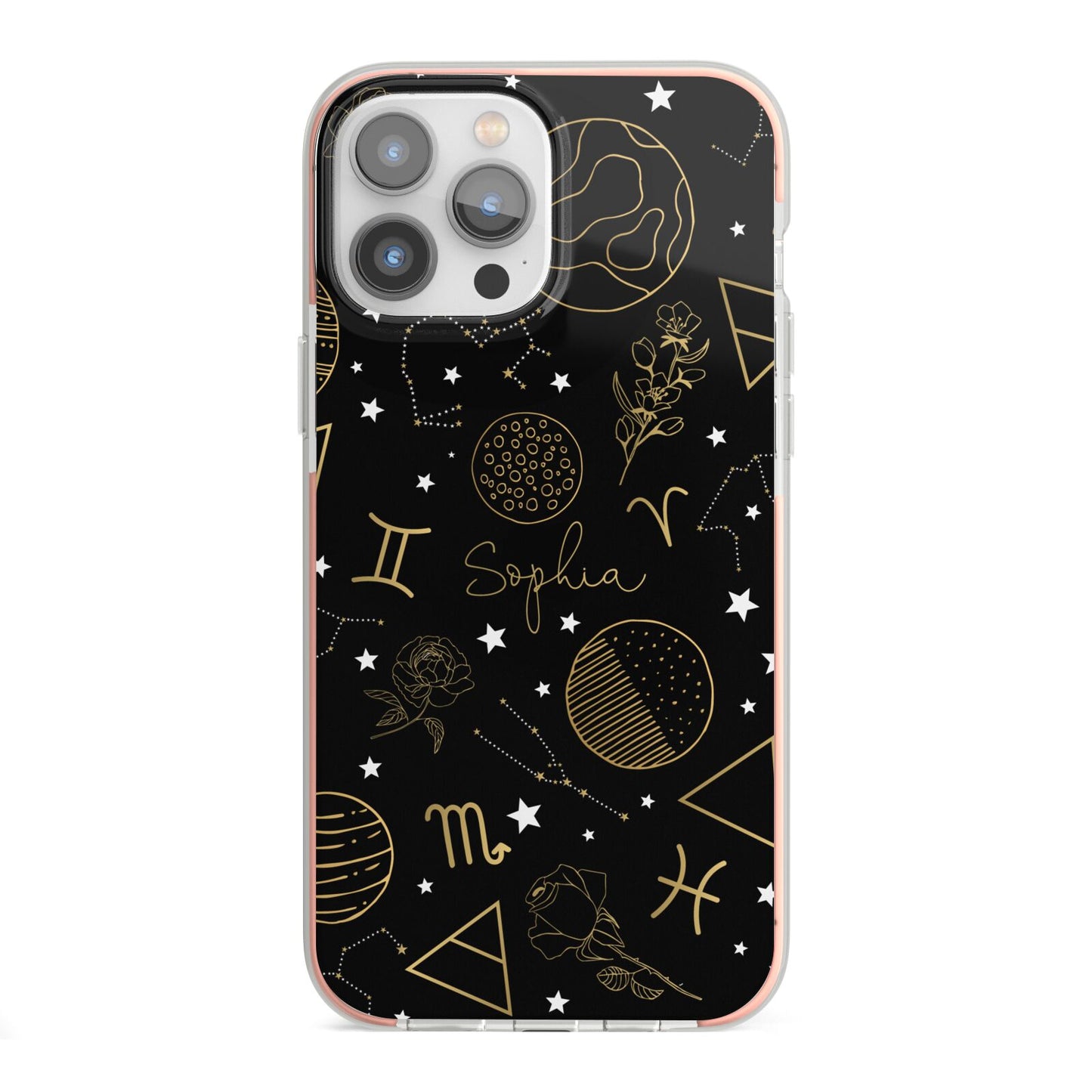 Personalised Stargazer iPhone 13 Pro Max TPU Impact Case with Pink Edges