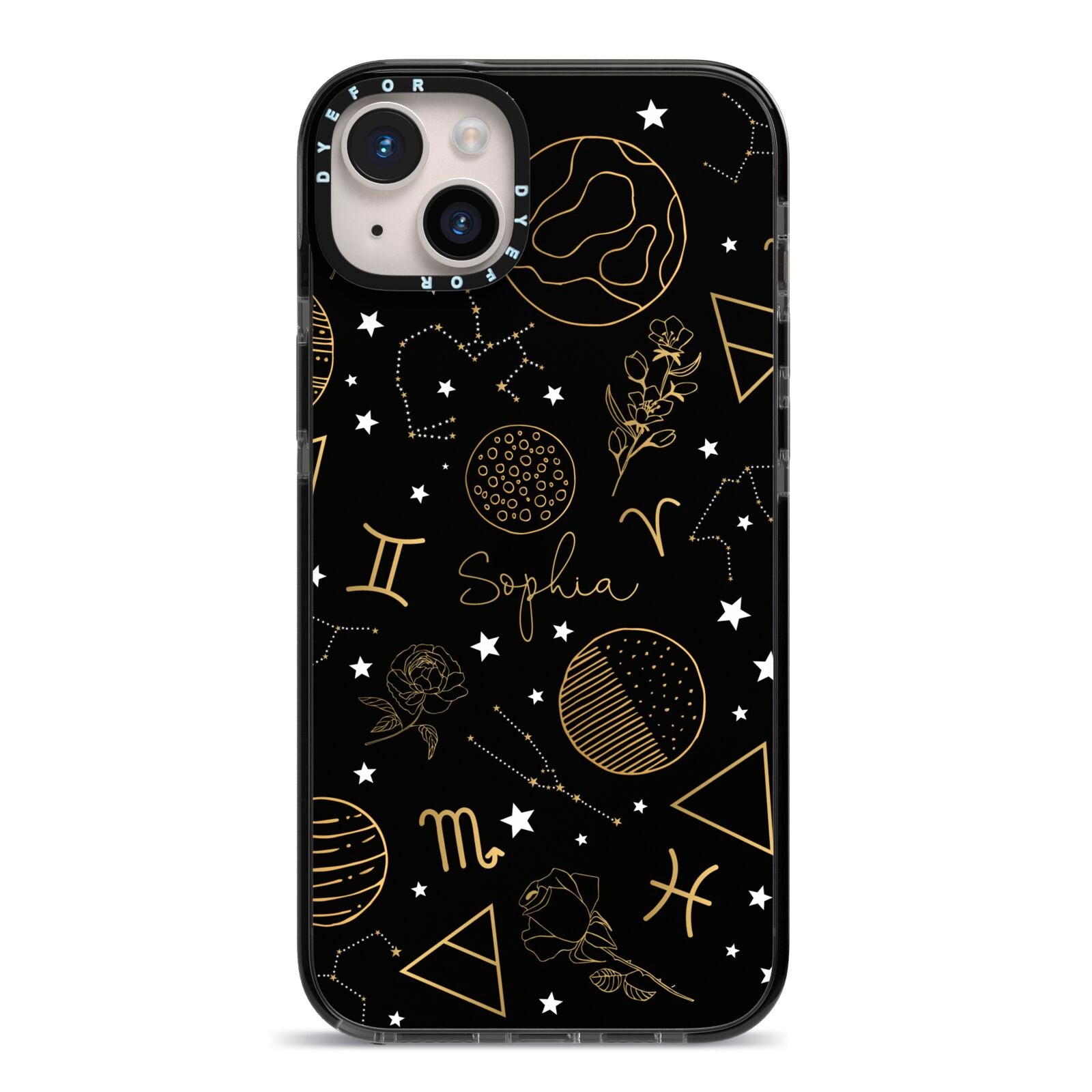 Personalised Stargazer iPhone 14 Plus Black Impact Case on Silver phone