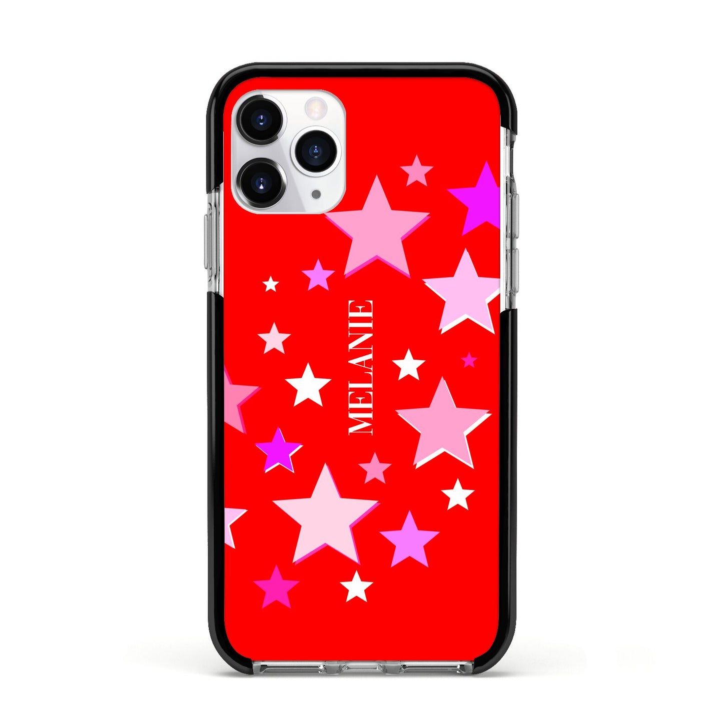 Personalised Stars Apple iPhone 11 Pro in Silver with Black Impact Case