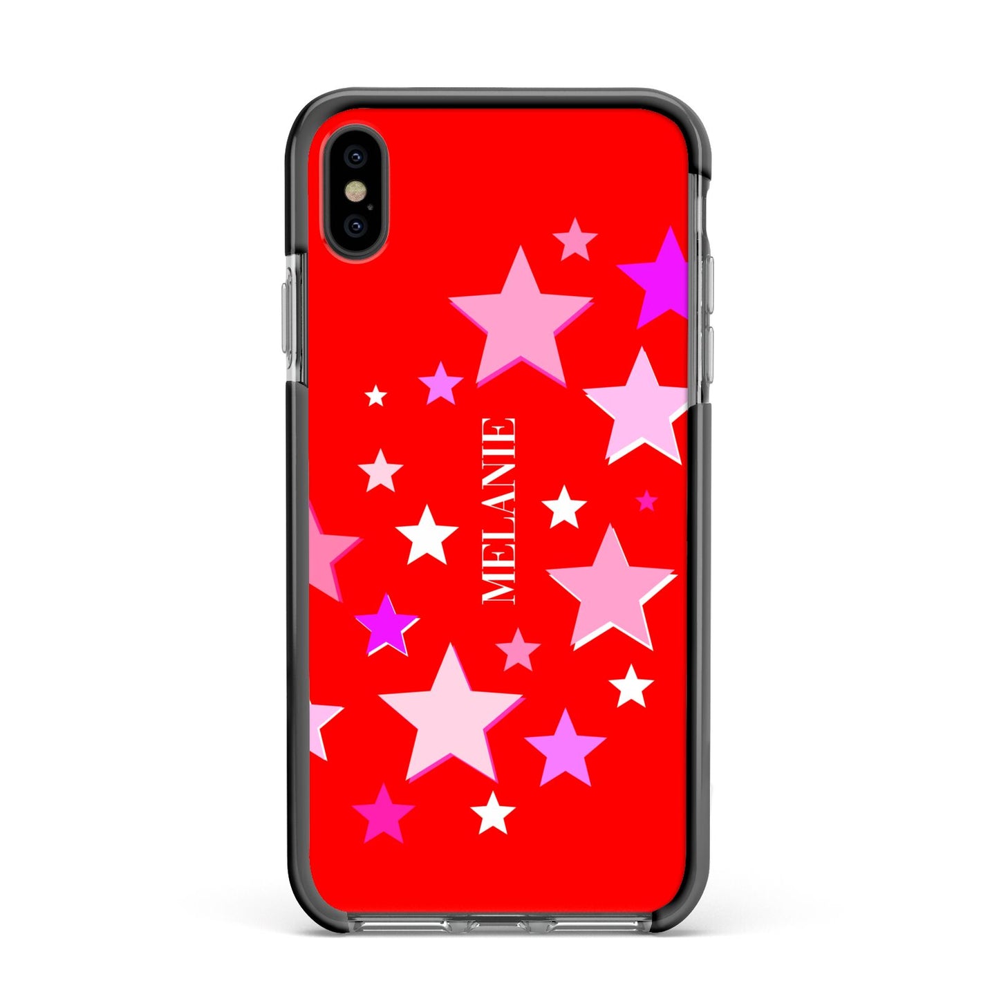 Personalised Stars Apple iPhone Xs Max Impact Case Black Edge on Black Phone