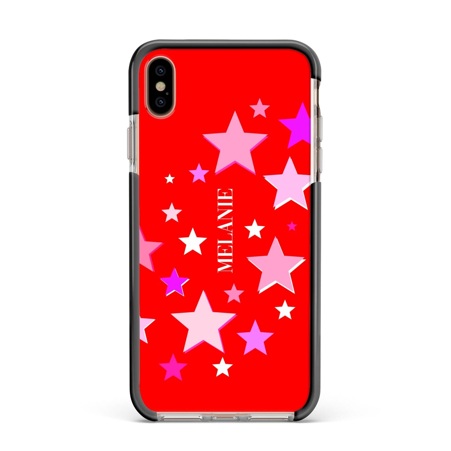 Personalised Stars Apple iPhone Xs Max Impact Case Black Edge on Gold Phone