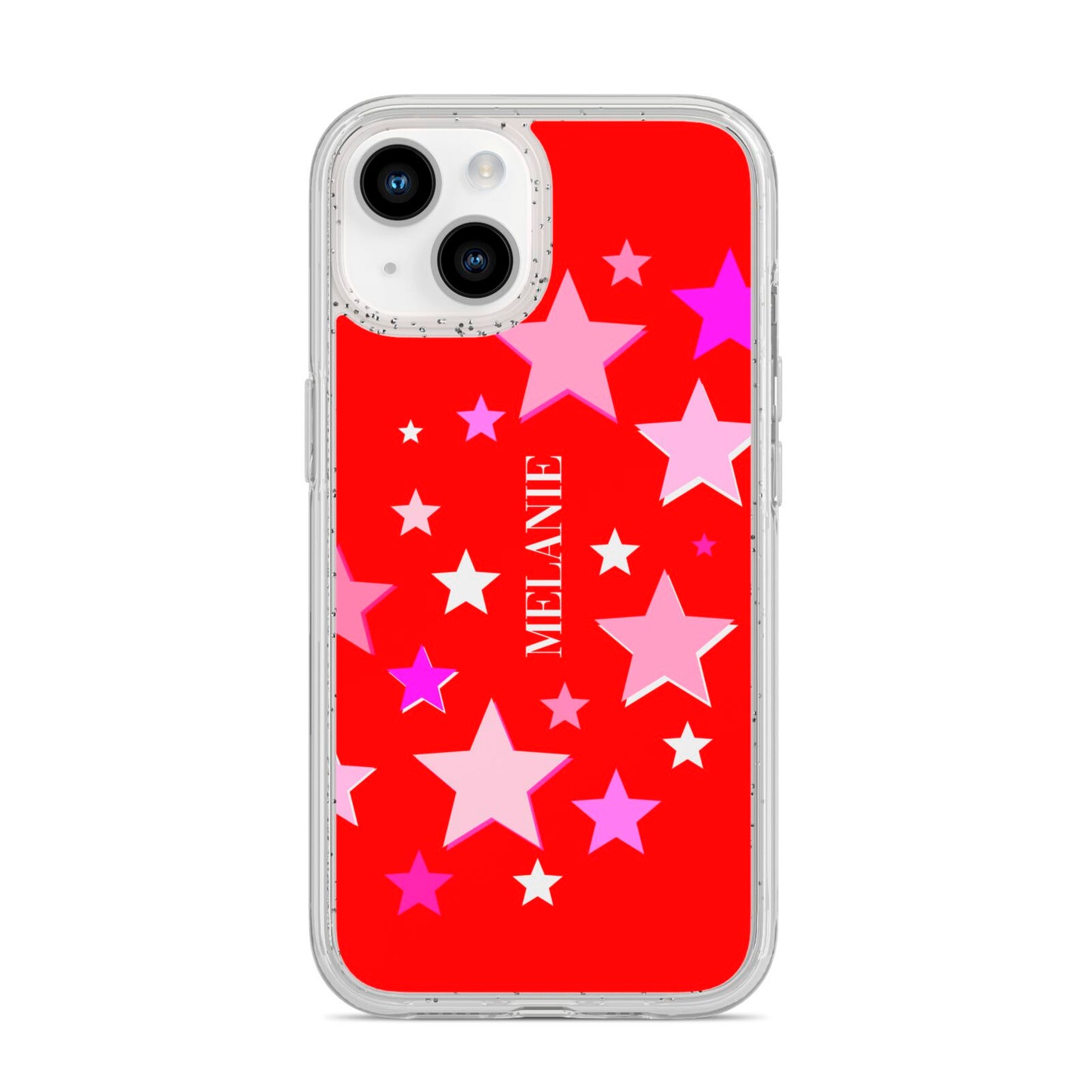 Personalised Stars iPhone 14 Glitter Tough Case Starlight