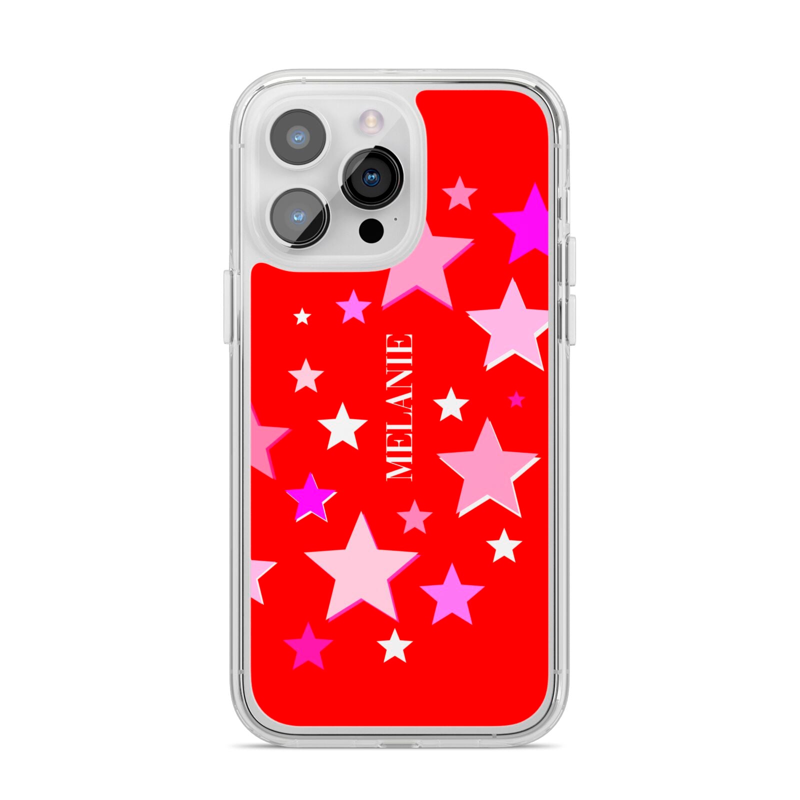 Personalised Stars iPhone 14 Pro Max Clear Tough Case Silver