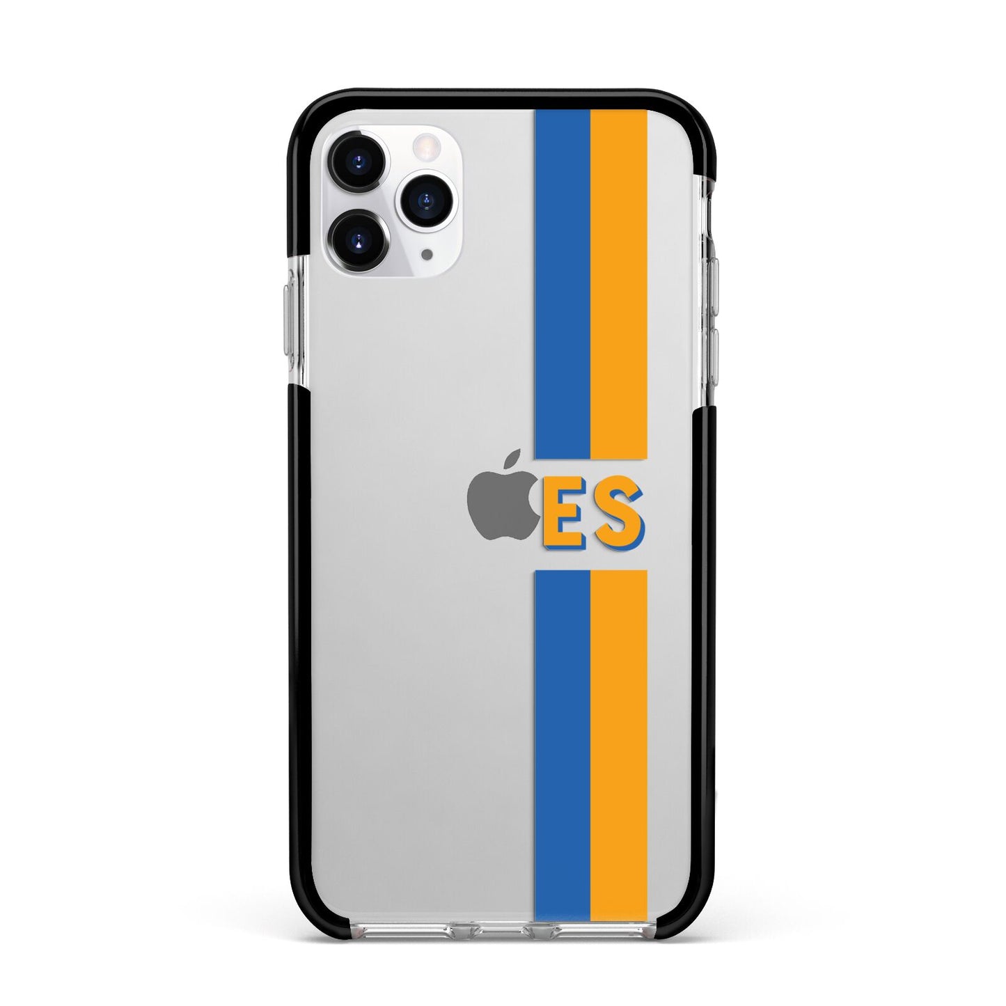 Personalised Striped Apple iPhone 11 Pro Max in Silver with Black Impact Case