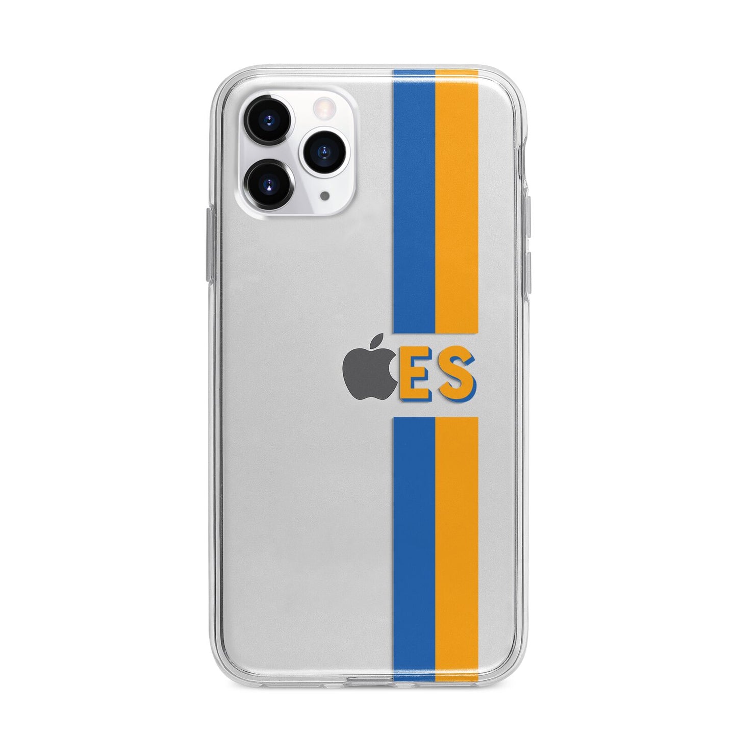 Personalised Striped Apple iPhone 11 Pro Max in Silver with Bumper Case