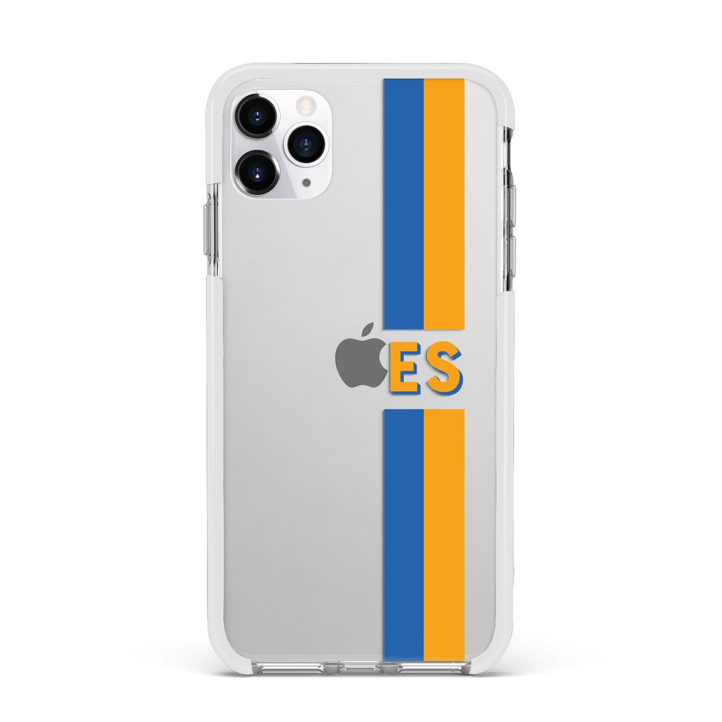 Personalised Striped Apple iPhone 11 Pro Max in Silver with White Impact Case