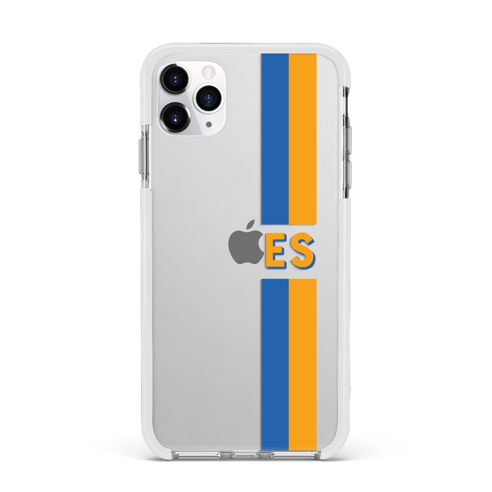 Personalised Striped Apple iPhone 11 Pro Max in Silver with White Impact Case