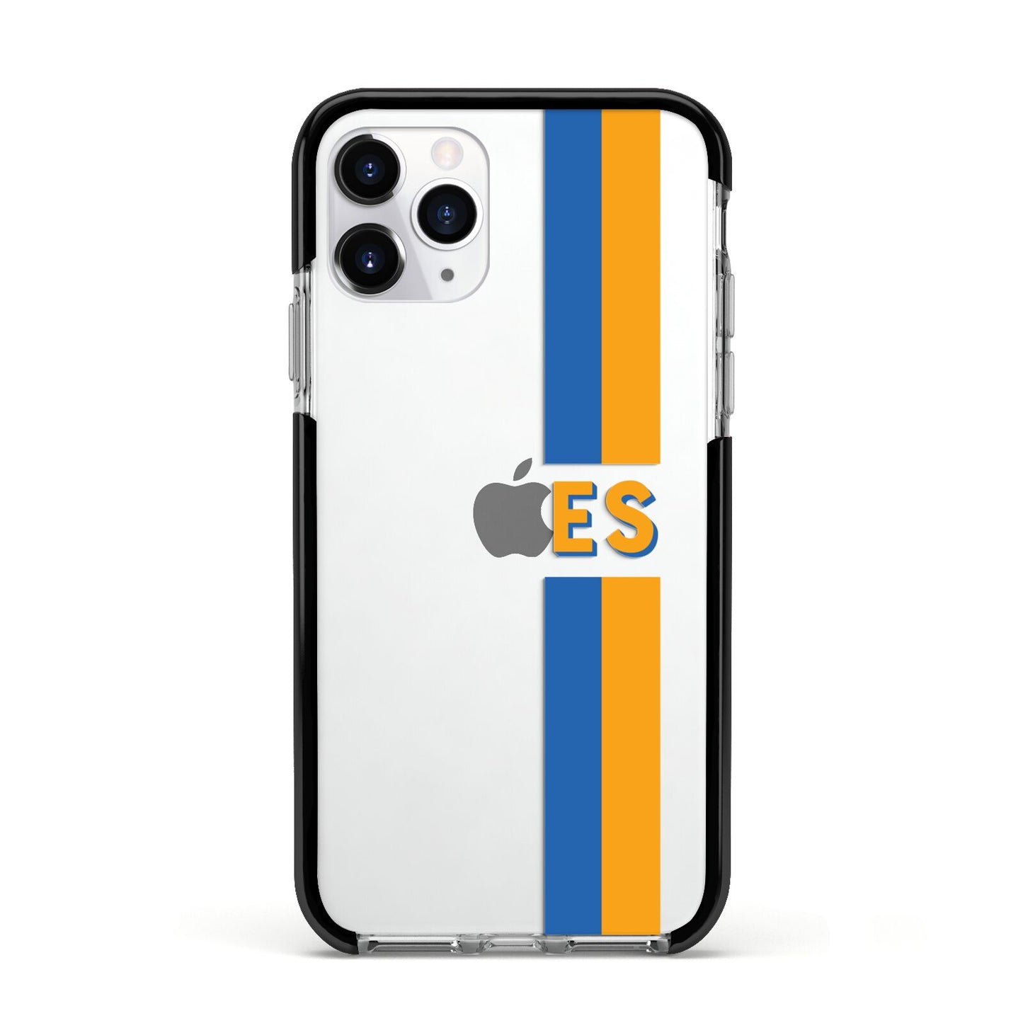 Personalised Striped Apple iPhone 11 Pro in Silver with Black Impact Case