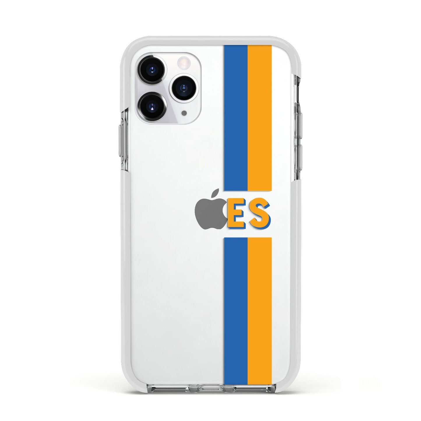 Personalised Striped Apple iPhone 11 Pro in Silver with White Impact Case