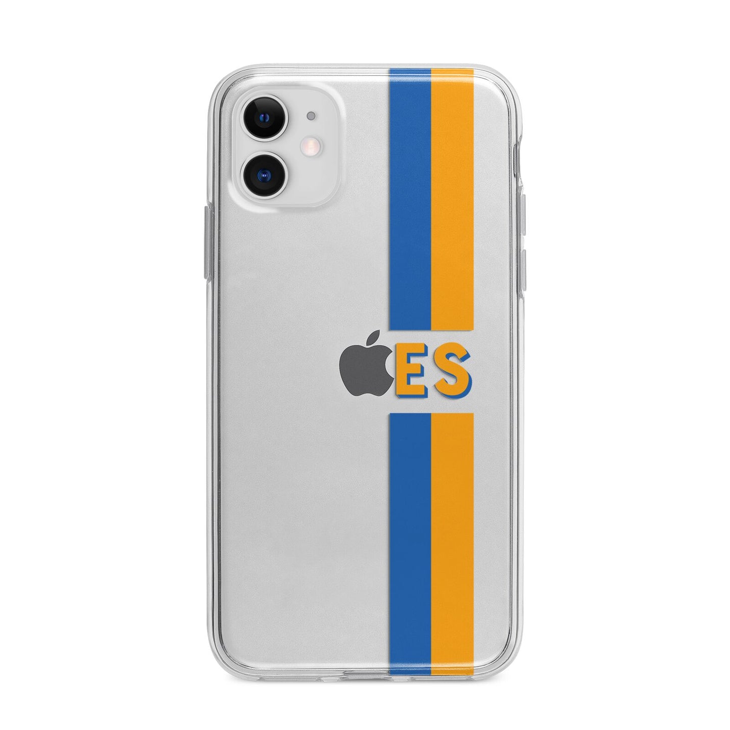 Personalised Striped Apple iPhone 11 in White with Bumper Case