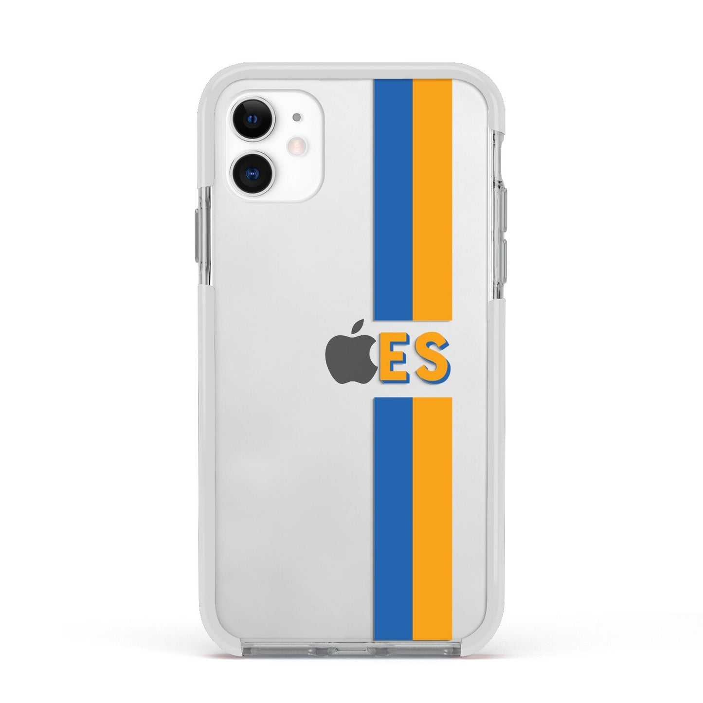 Personalised Striped Apple iPhone 11 in White with White Impact Case