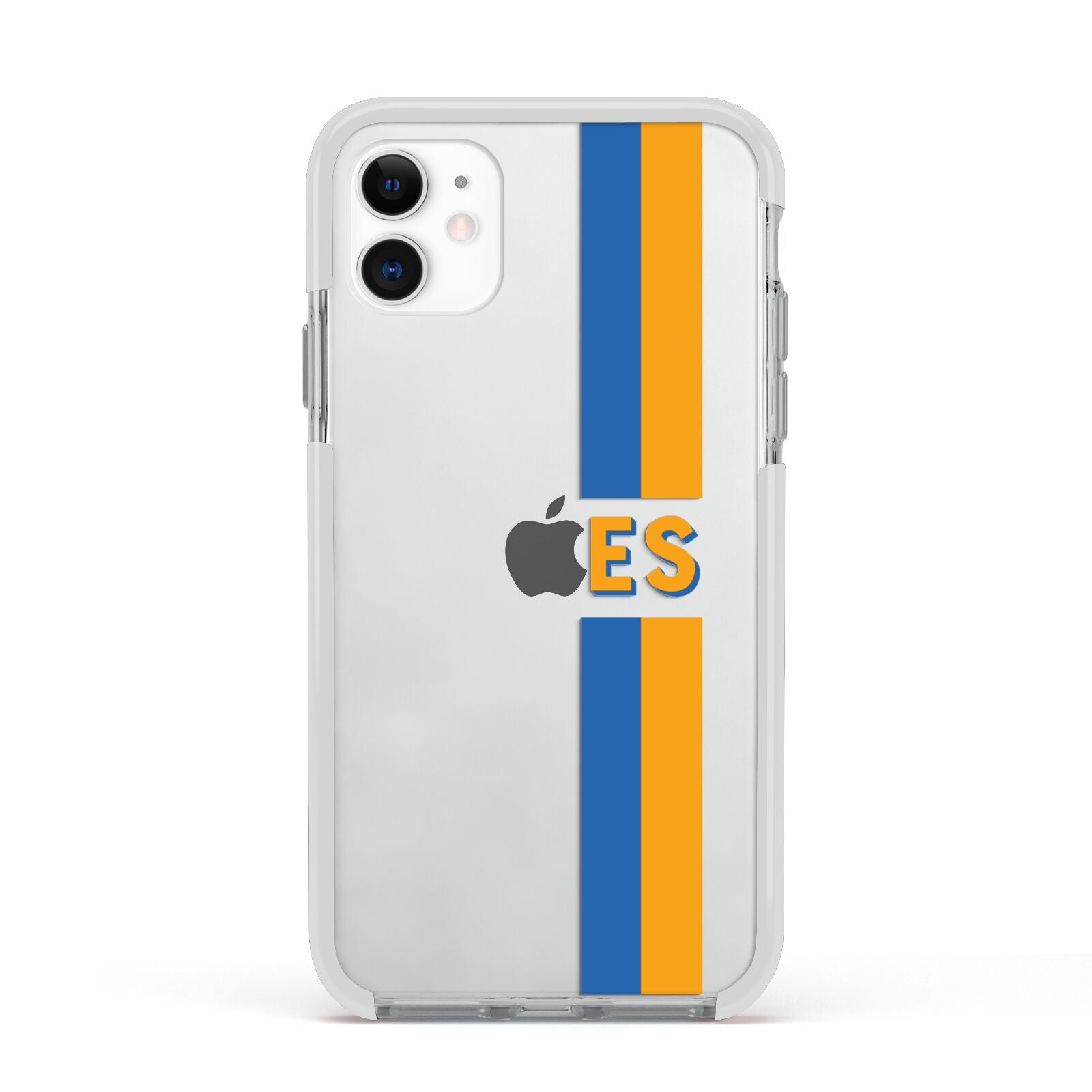 Personalised Striped Apple iPhone 11 in White with White Impact Case