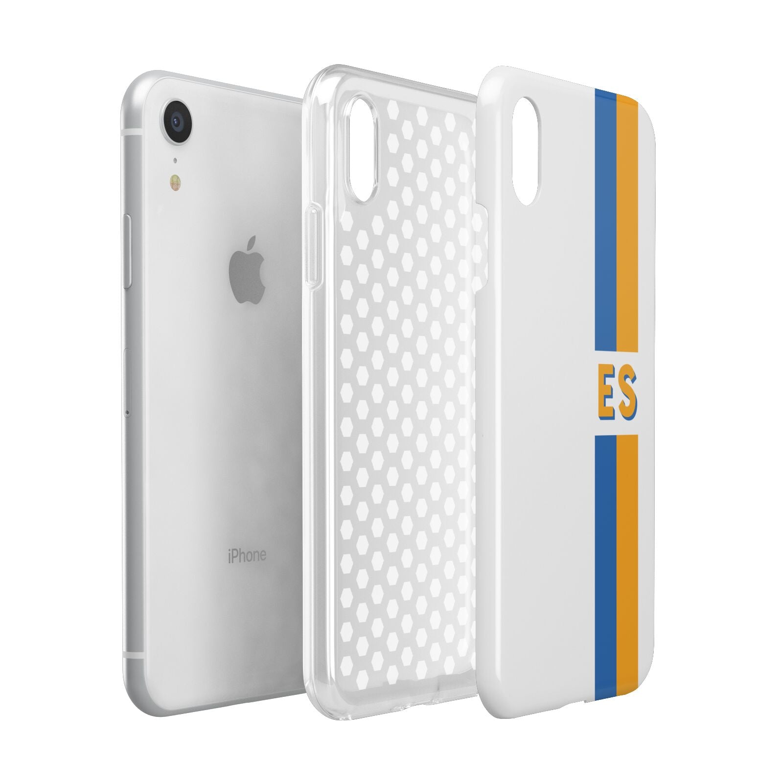 Personalised Striped Apple iPhone XR White 3D Tough Case Expanded view