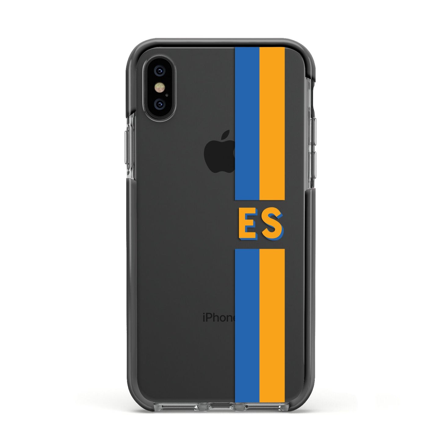 Personalised Striped Apple iPhone Xs Impact Case Black Edge on Black Phone