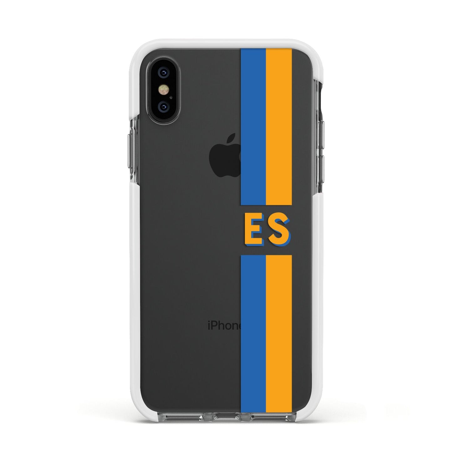 Personalised Striped Apple iPhone Xs Impact Case White Edge on Black Phone