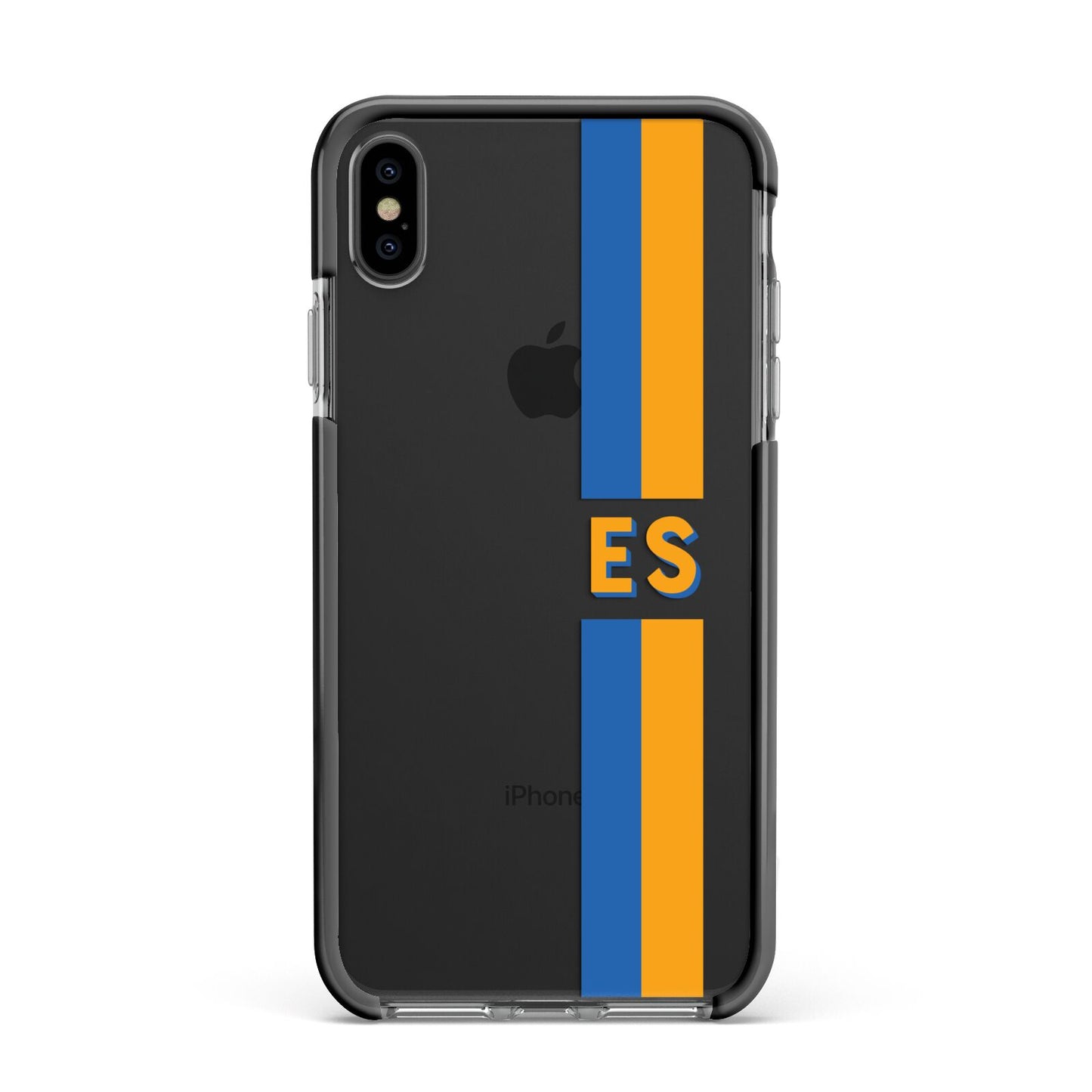 Personalised Striped Apple iPhone Xs Max Impact Case Black Edge on Black Phone