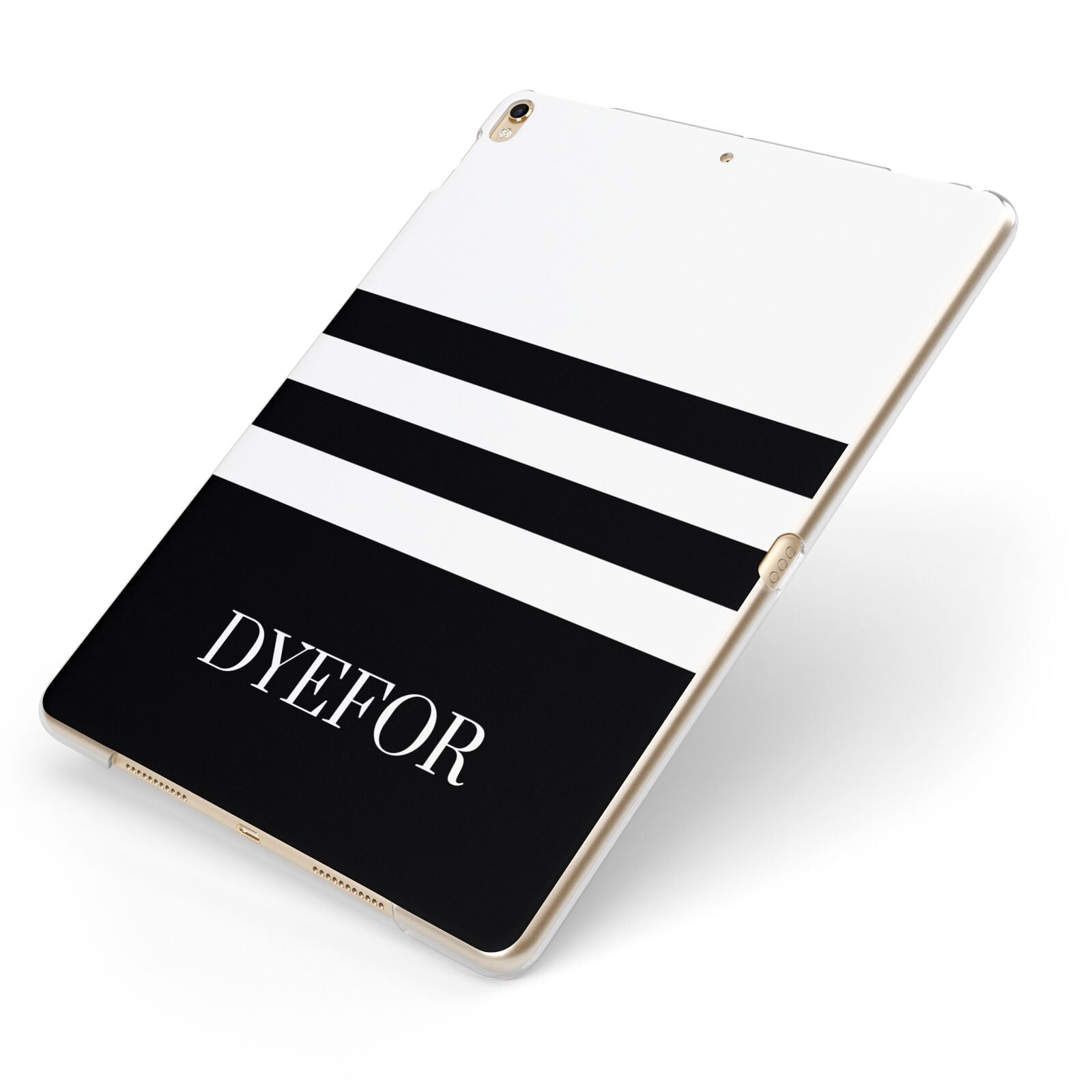 Personalised Striped Name Apple iPad Case on Gold iPad Side View