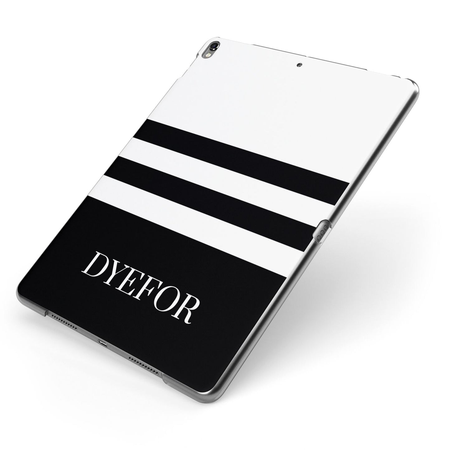 Personalised Striped Name Apple iPad Case on Grey iPad Side View