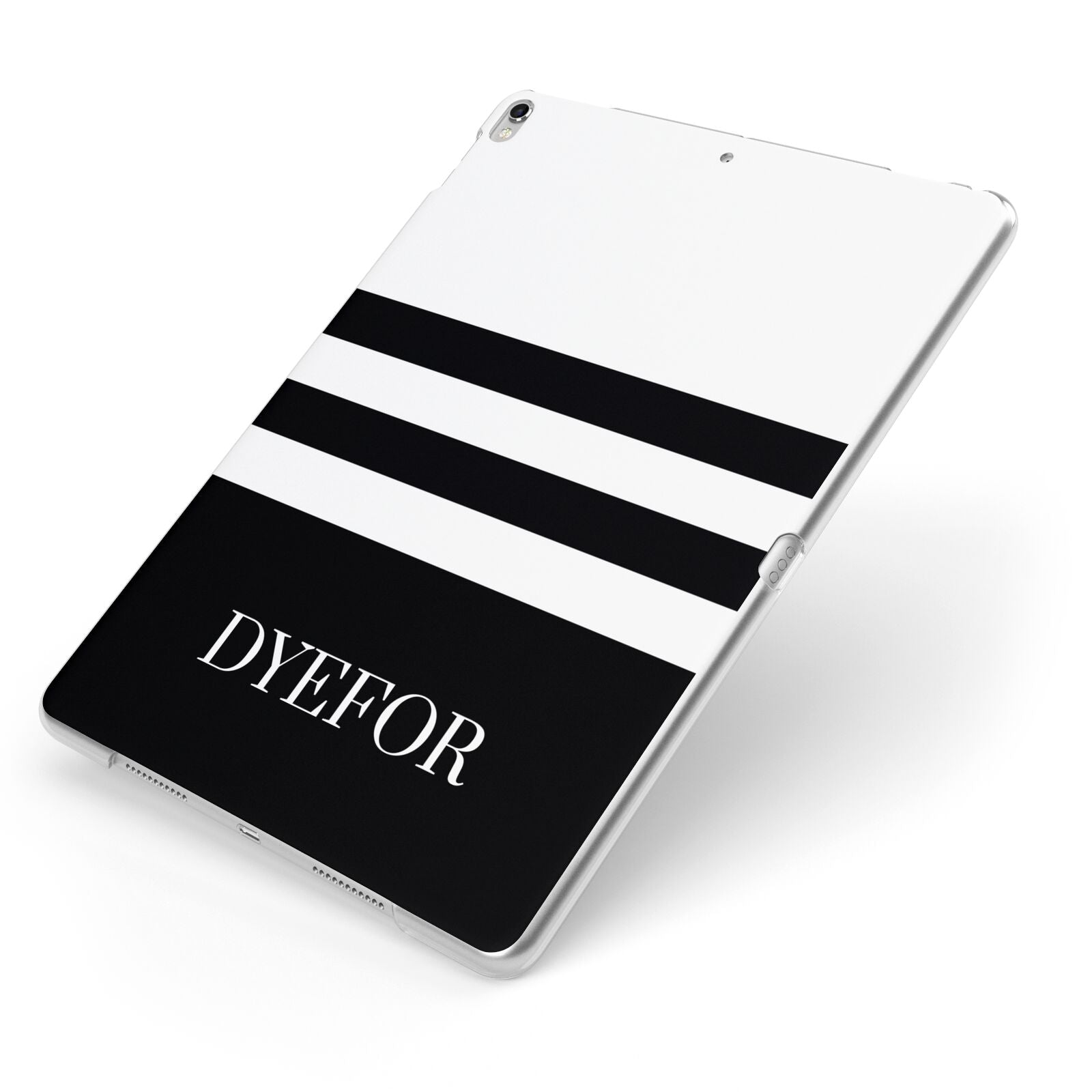 Personalised Striped Name Apple iPad Case on Silver iPad Side View