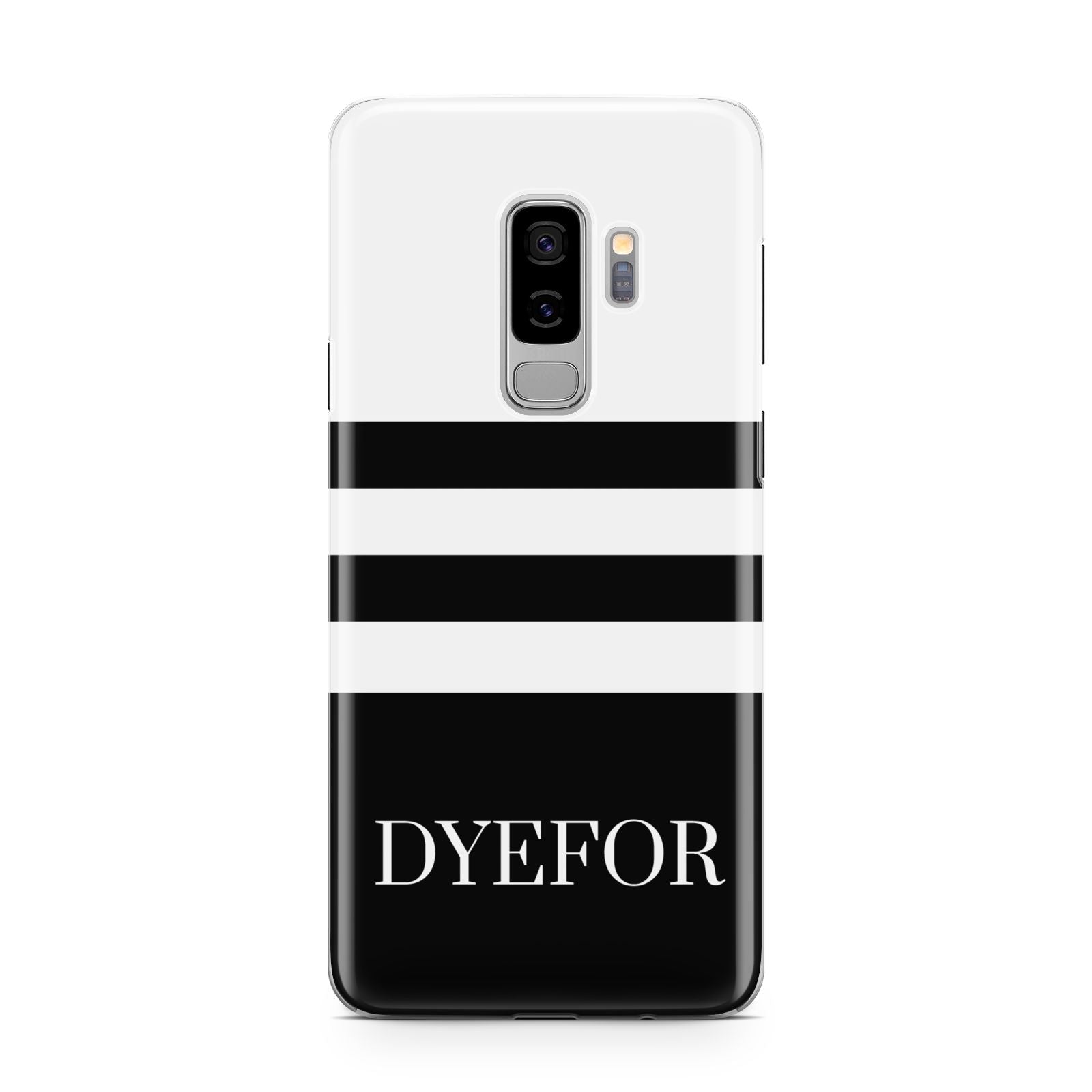 Personalised Striped Name Samsung Galaxy S9 Plus Case on Silver phone