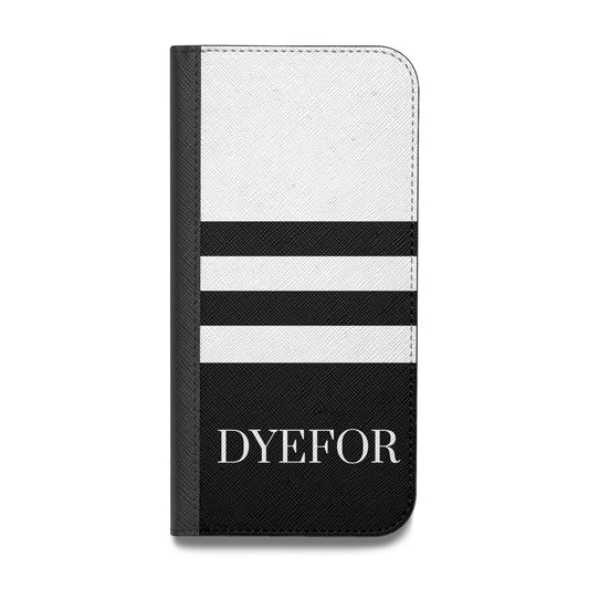 Personalised Striped Name Vegan Leather Flip Samsung Case