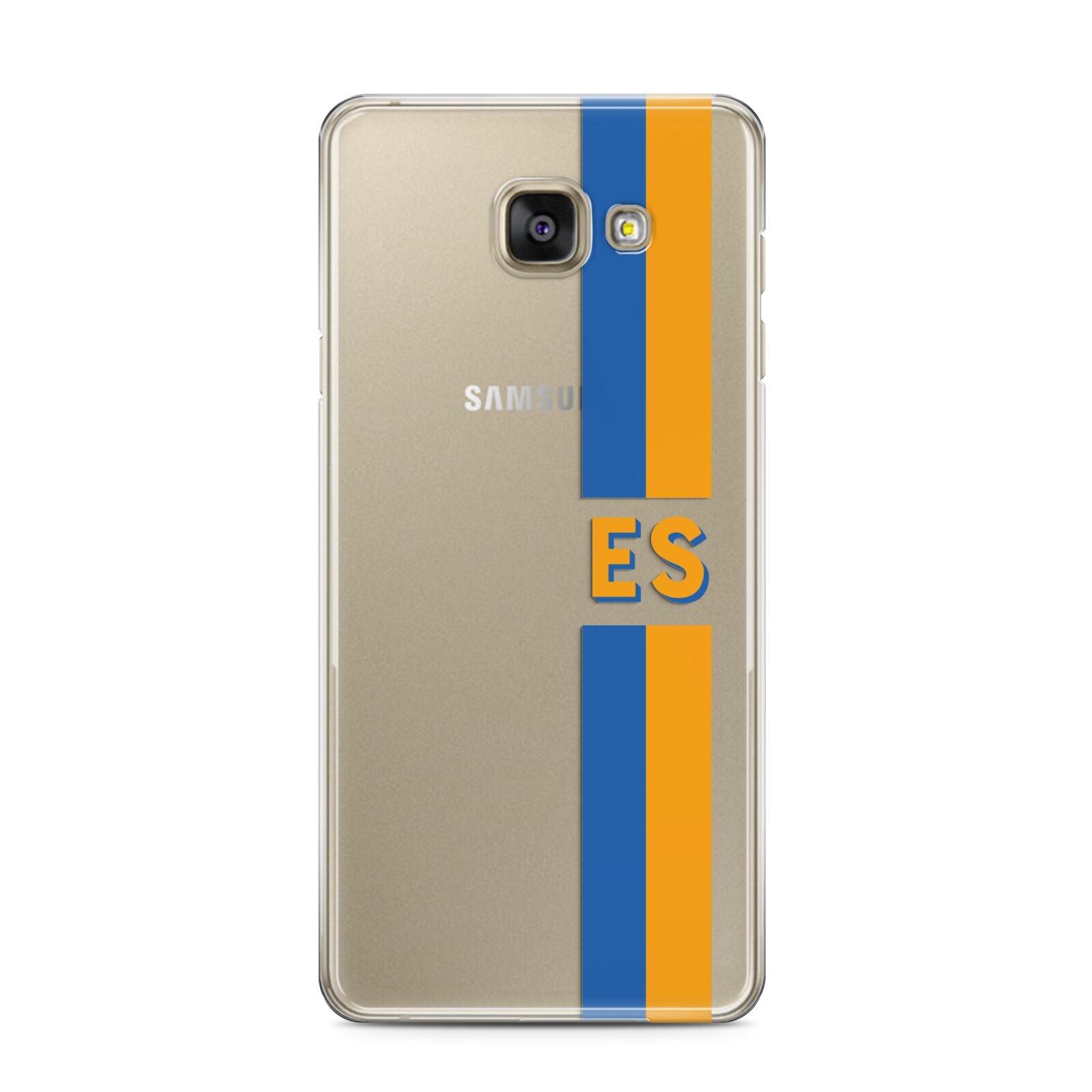 Personalised Striped Samsung Galaxy A3 2016 Case on gold phone