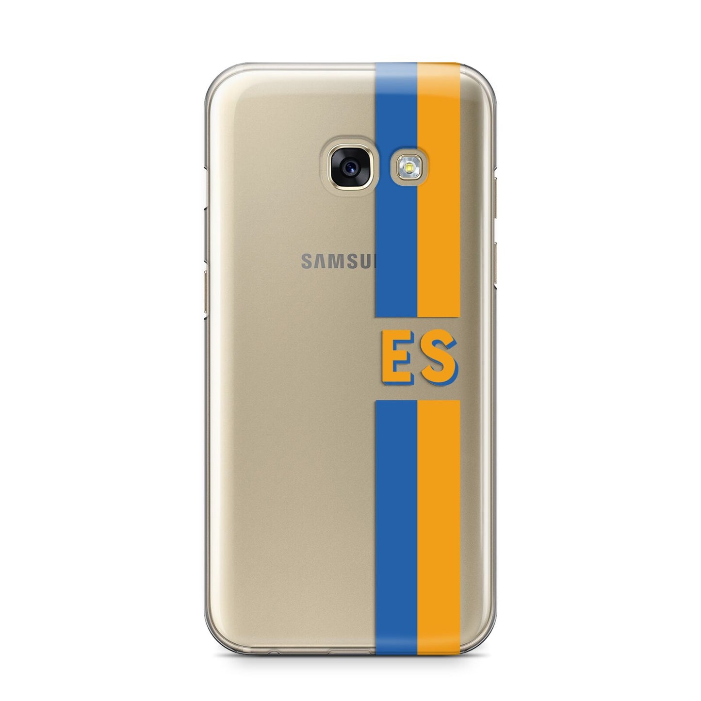 Personalised Striped Samsung Galaxy A3 2017 Case on gold phone