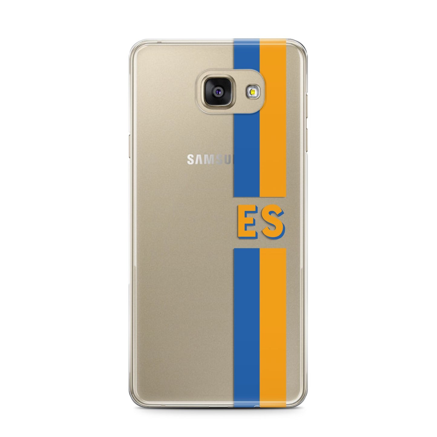 Personalised Striped Samsung Galaxy A7 2016 Case on gold phone