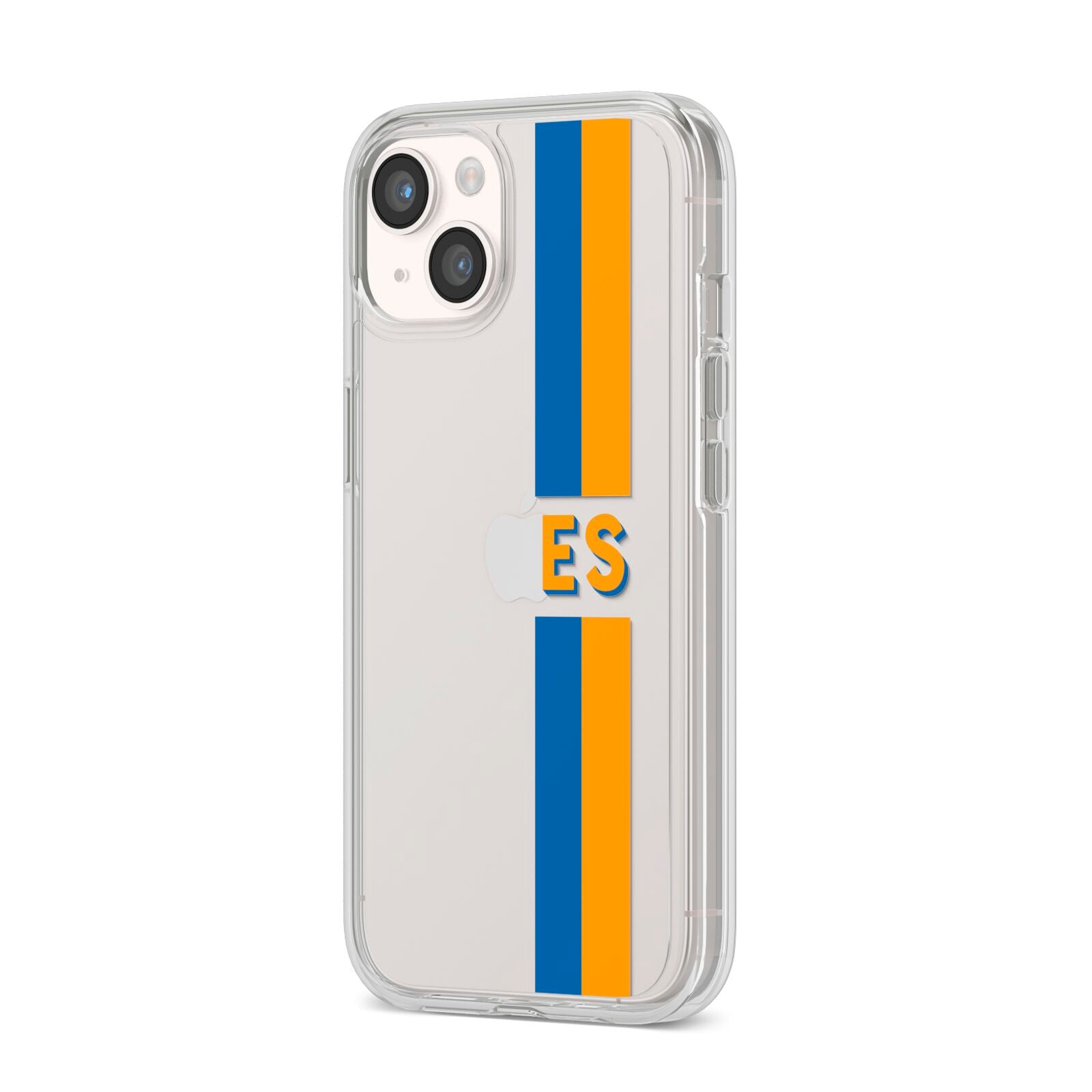 Personalised Striped iPhone 14 Clear Tough Case Starlight Angled Image