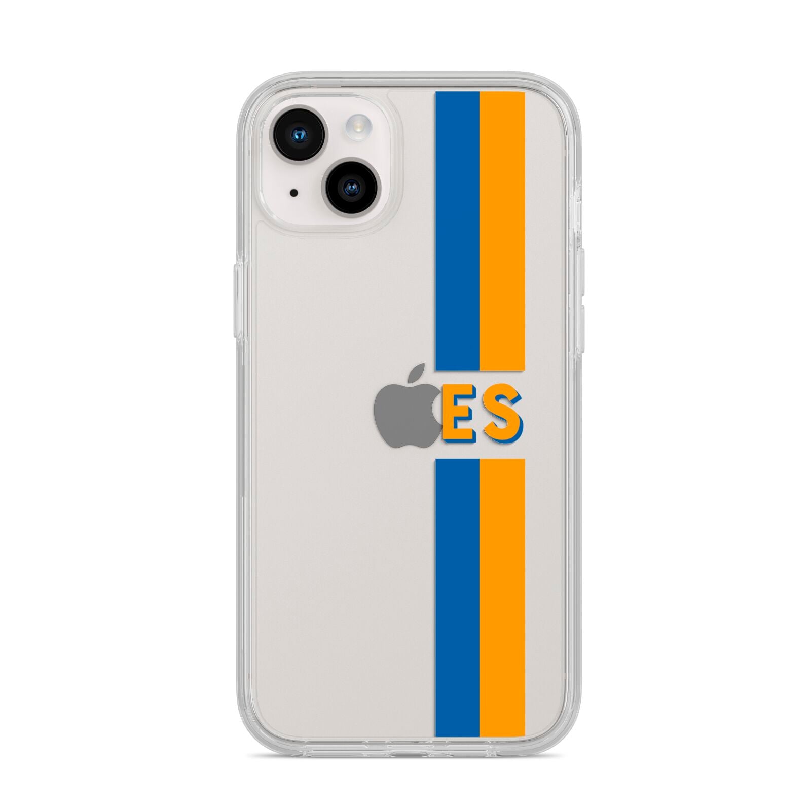 Personalised Striped iPhone 14 Plus Clear Tough Case Starlight