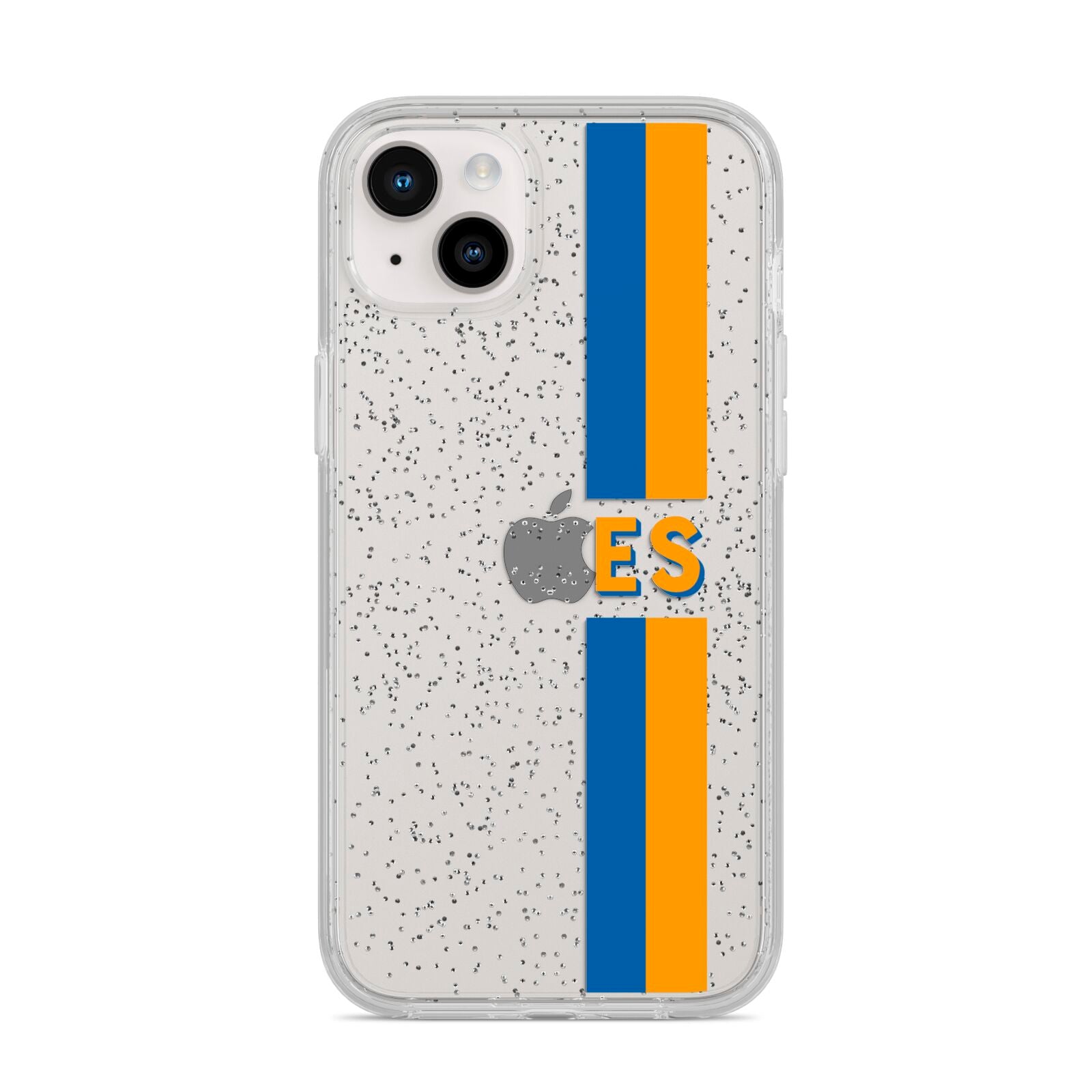 Personalised Striped iPhone 14 Plus Glitter Tough Case Starlight