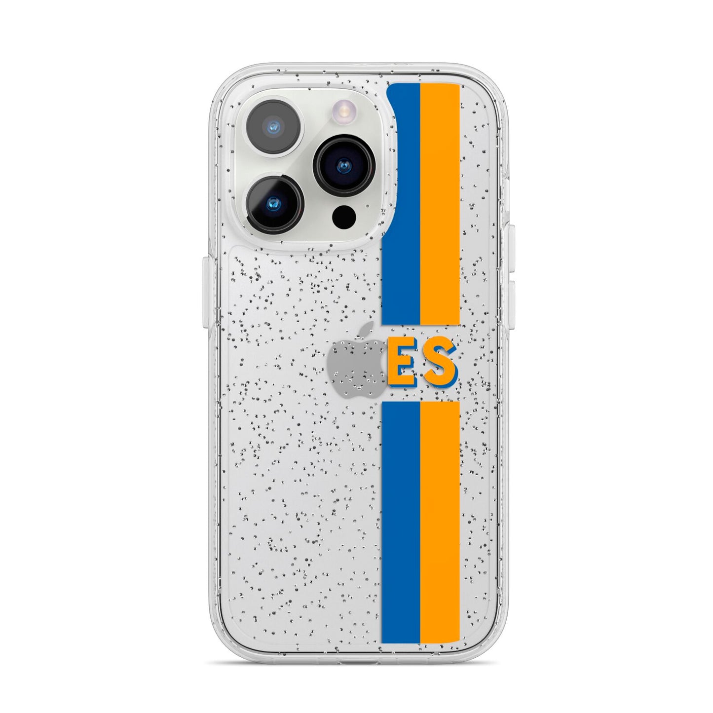 Personalised Striped iPhone 14 Pro Glitter Tough Case Silver