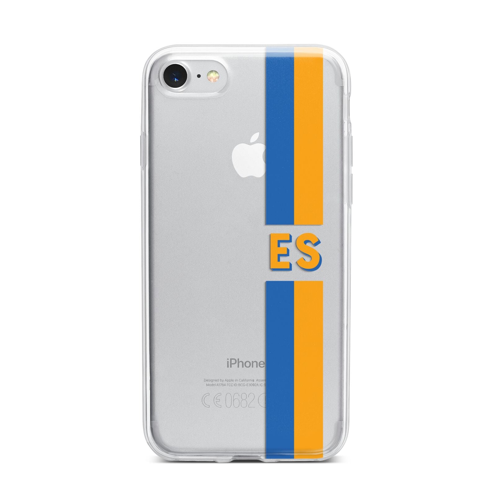 Personalised Striped iPhone 7 Bumper Case on Silver iPhone