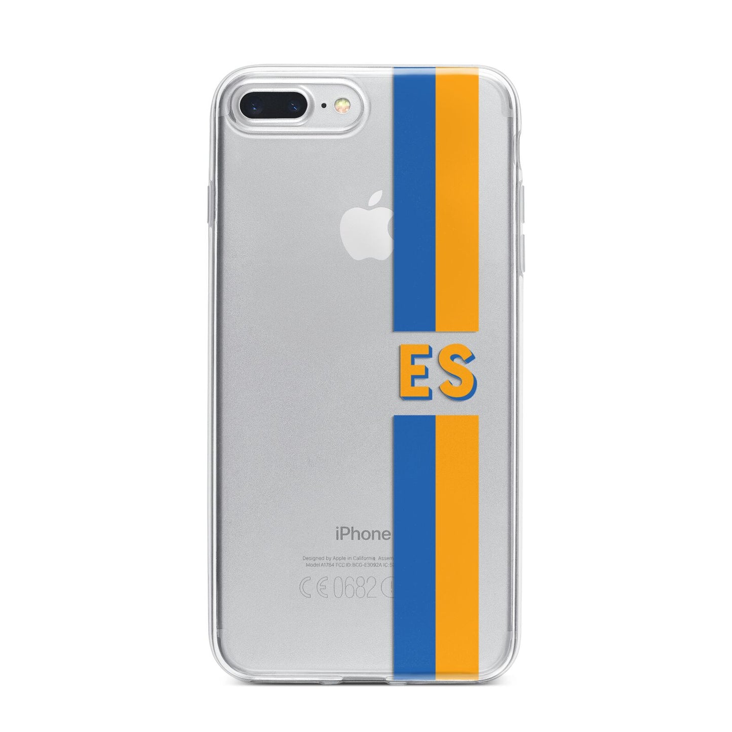 Personalised Striped iPhone 7 Plus Bumper Case on Silver iPhone